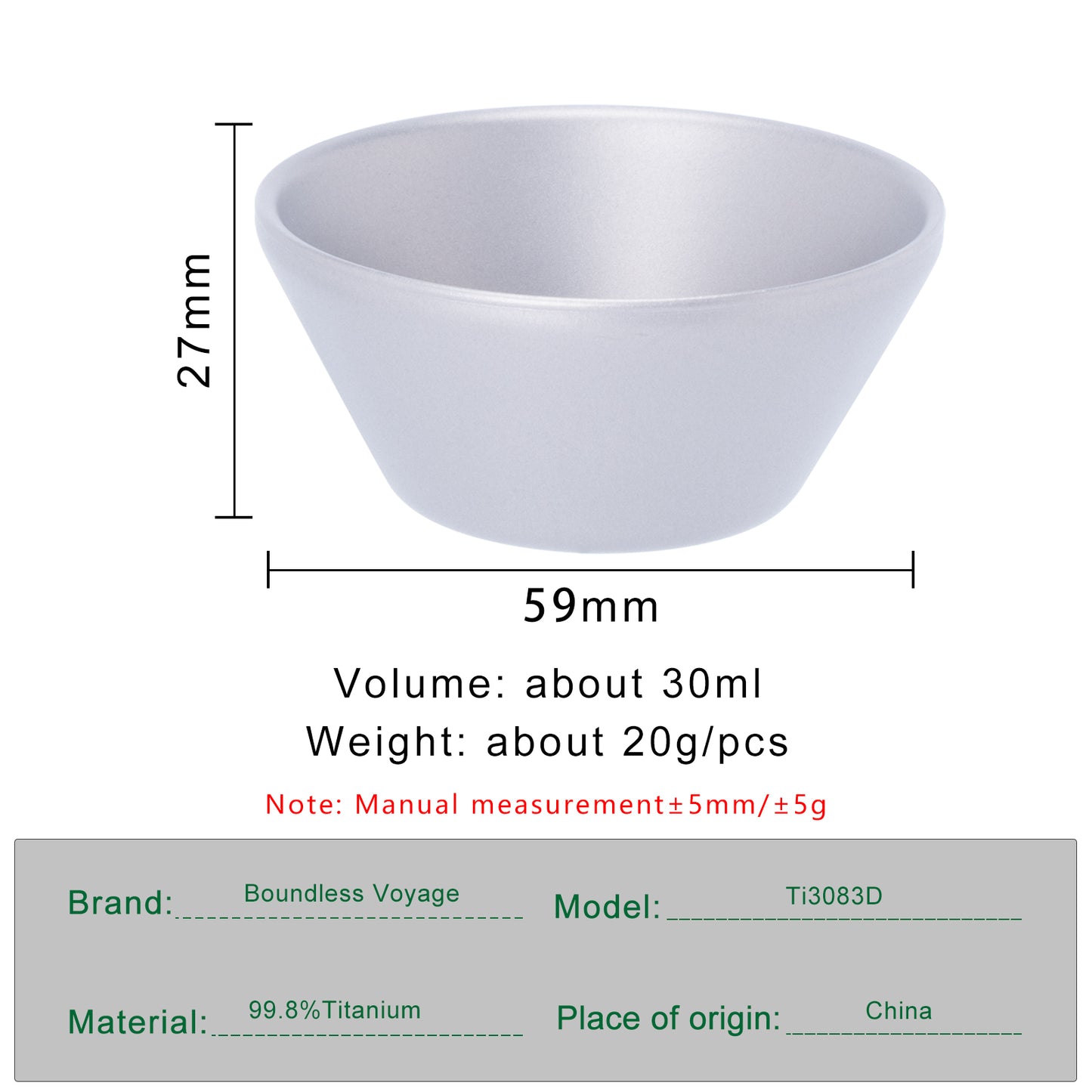 Boundless Voyage 30ml Titanium Double-Wall Tea Cup, Stackable Mini Cup for Tea Sake Camping Ti3083D