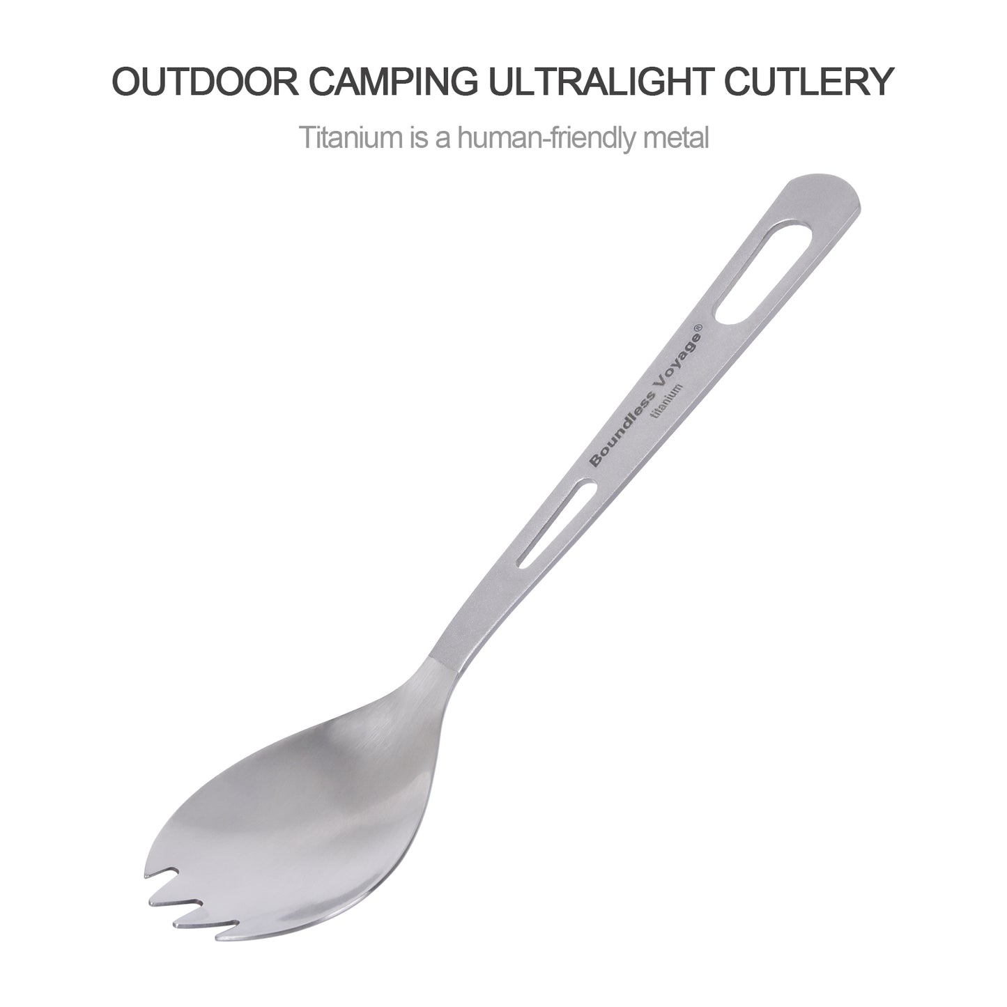 Boundless Voyage Ultralight Titanium Spork with Polished Head and Matte‑Finished Handle, Great for Salad, Noodles & Curry, Portable Cutlery for Outdoor Travel, Office, School and Household Use Ti1044T