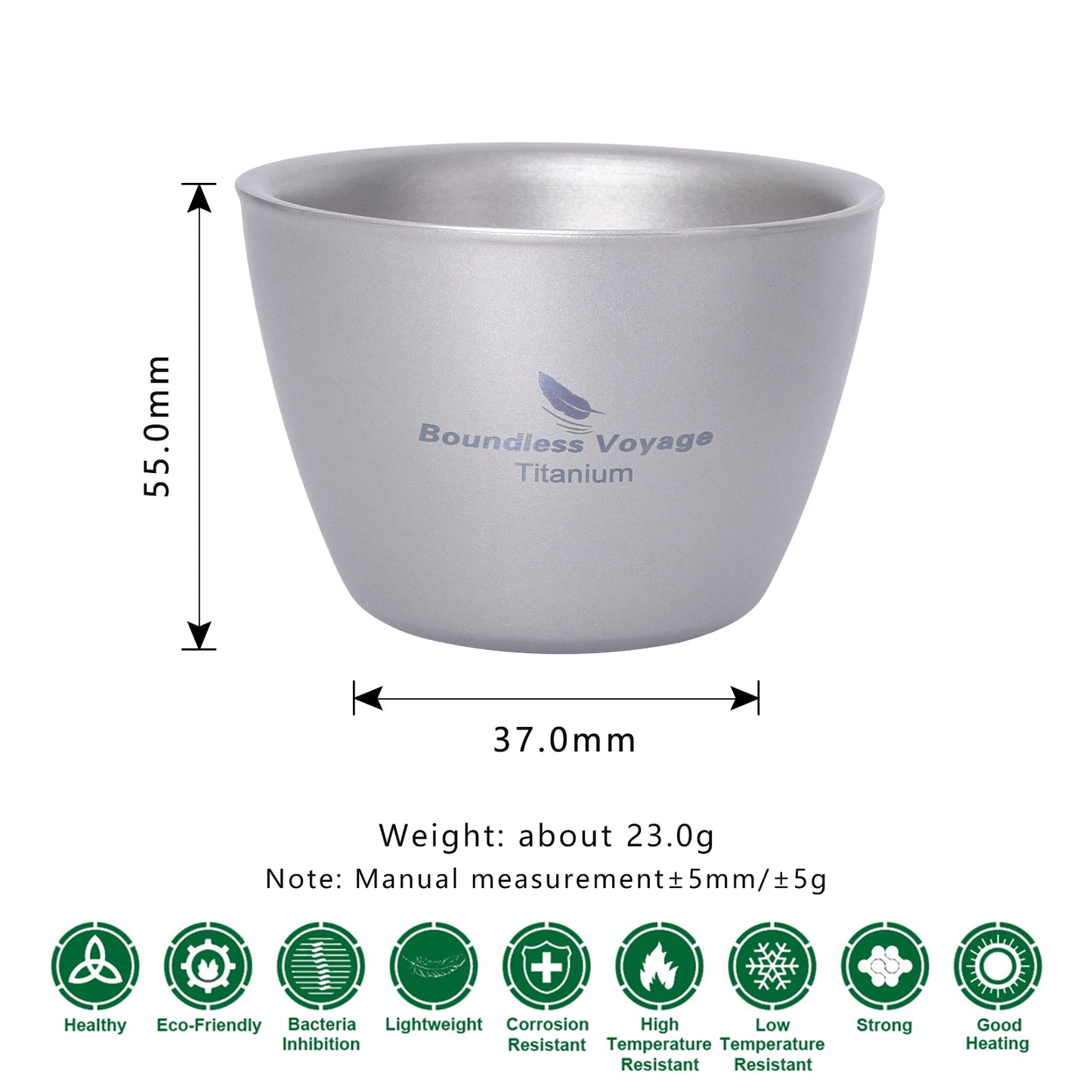 Boundless Voyage Double-Wall Pure Titanium Drinking Mug | Portable Tea Cup for Camping, Picnic & Daily Home Use Ti3089D