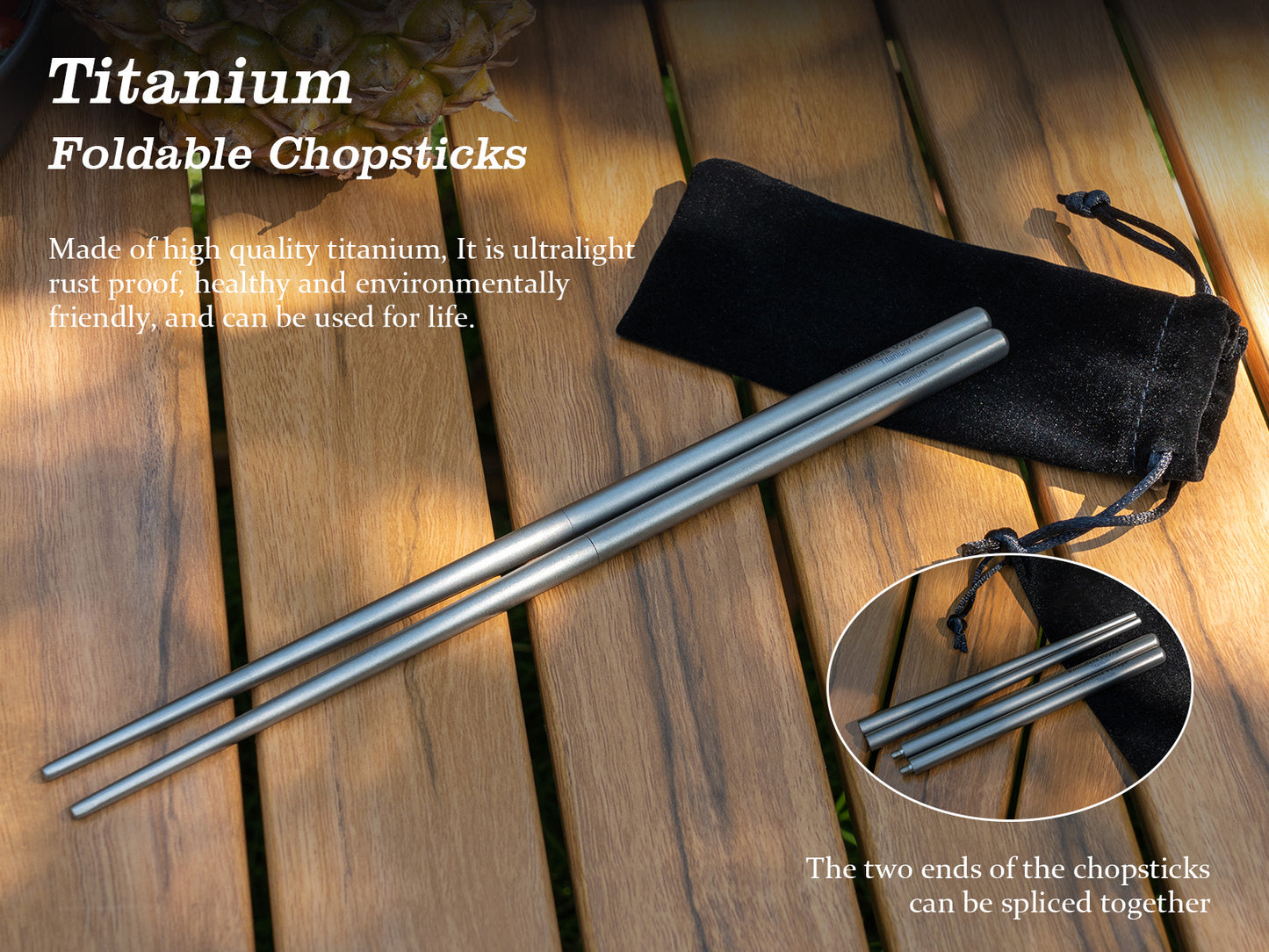 Boundless Voyage Pure Titanium Telescopic Foldable Chopsticks | Ultralight Portable Reusable Cutlery for Camping Hiking Travel Picnic Ti1007T