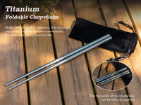 Boundless Voyage Pure Titanium Telescopic Foldable Chopsticks | Ultralight Portable Reusable Cutlery for Camping Hiking Travel Picnic Ti1007T
