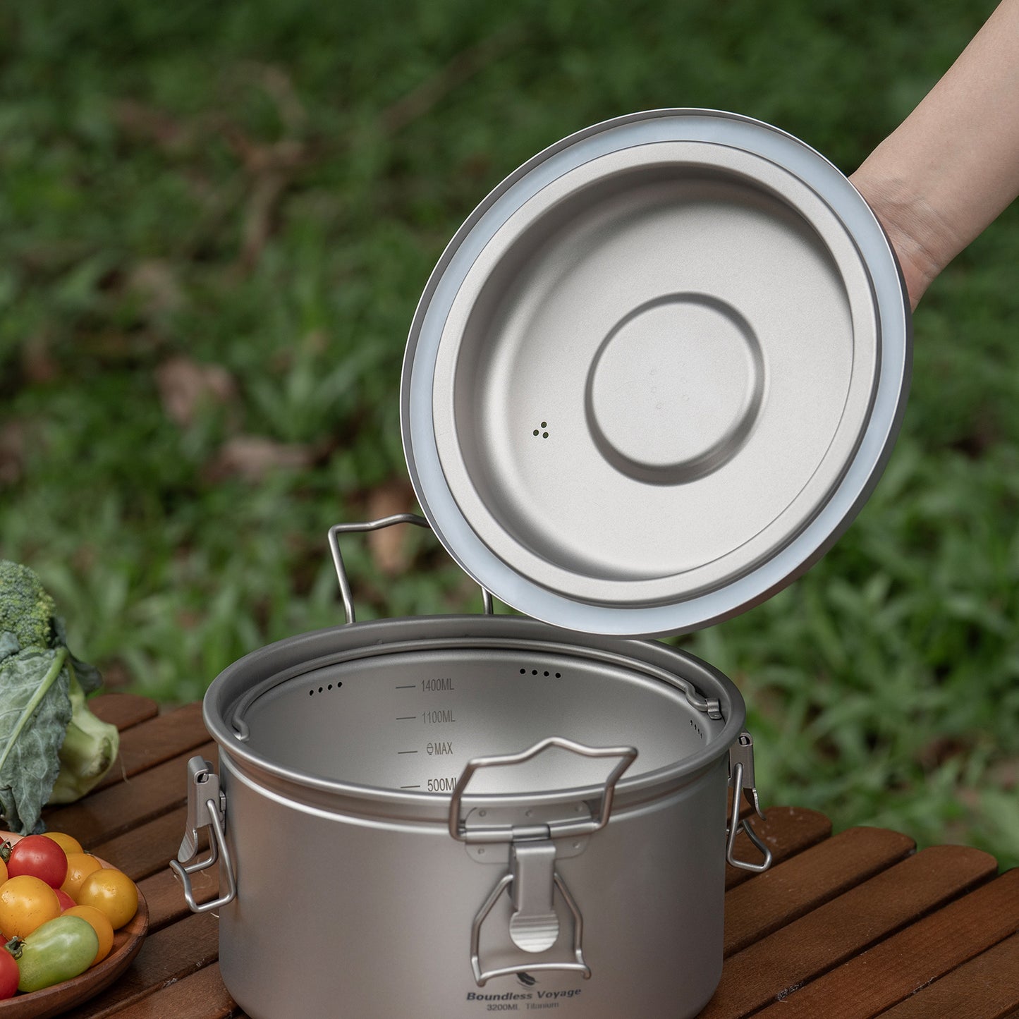 Boundless Voyage Titanium Camping Pot Multifunctional Cooker Ultralight Rice Cooker for Outdoor, Hiking, Travelling Ti2088C-Ti2092C