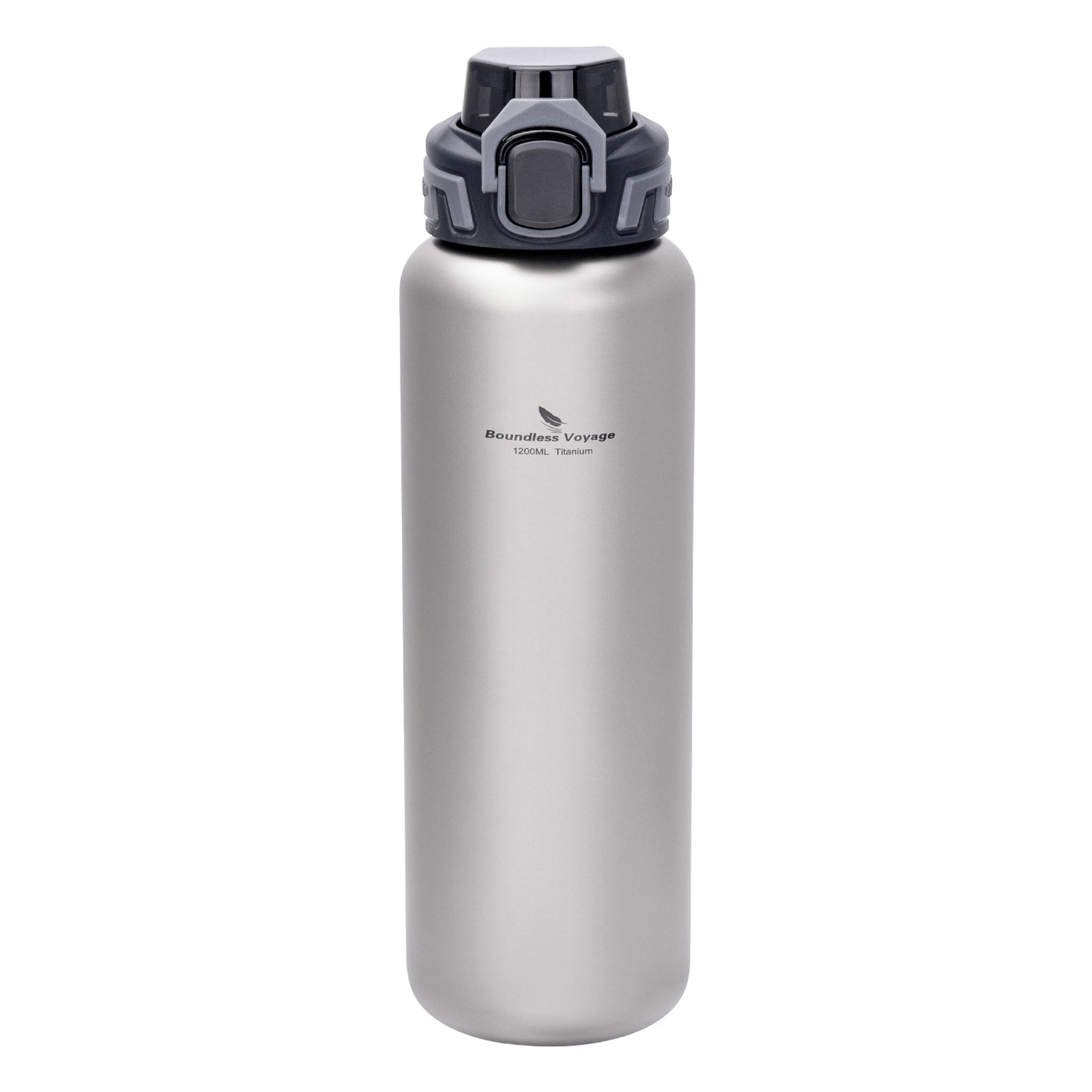 Boundless Voyage 1200ml Pure Titanium Water Bottle 2 Lids (Flip Top & Titanium Screw Lid) | Ultralight Leakproof Drink Bottle for Camping Hiking Gym Travel  Ti3019D
