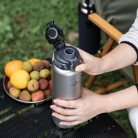 Boundless Voyage Pure Titanium Water Bottle 1200ml Dual Lids Flip Top & Screw Cap Ultralight Leakproof for Camping Hiking Gym Travel Ti3019D