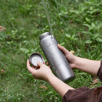 Boundless Voyage Pure Titanium Water Bottle 1200ml Dual Lids Flip Top & Screw Cap Ultralight Leakproof for Camping Hiking Gym Travel Ti3019D