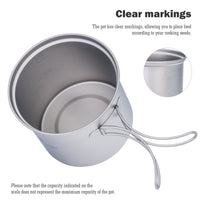 Boundless Voyage Outdoor Titanium Pot with Pan Set with Collapsible Folding Handle for Outdoor Camping Cooking Hiking Backpacking Portable Cookware Ti2037C-Ti2039C