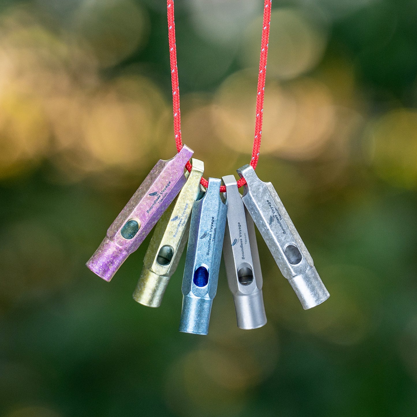 Boundless Voyage Titanium Whistle Emergency Survival Safety Whistles with Lanyard Loud for Outdoor Camping Hiking Coaches Training Sports Keychain Whistle  Ti9015O