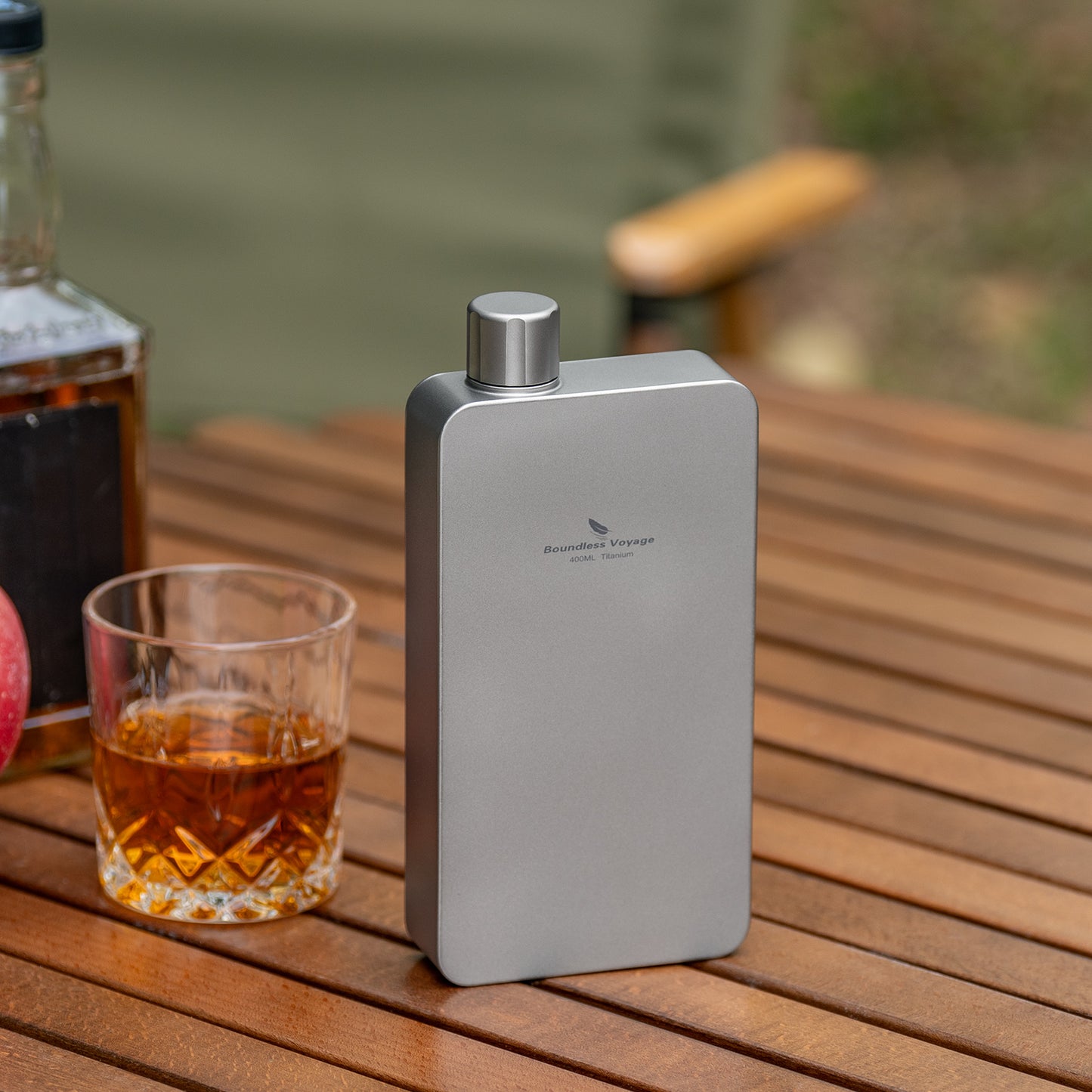 Boundless Voyage Titanium Flask 400ml, Camping & Travel Metal Liquor Bottle, Ultra-Light Square Design, Gift for Men & Outdoor Enthusiasts