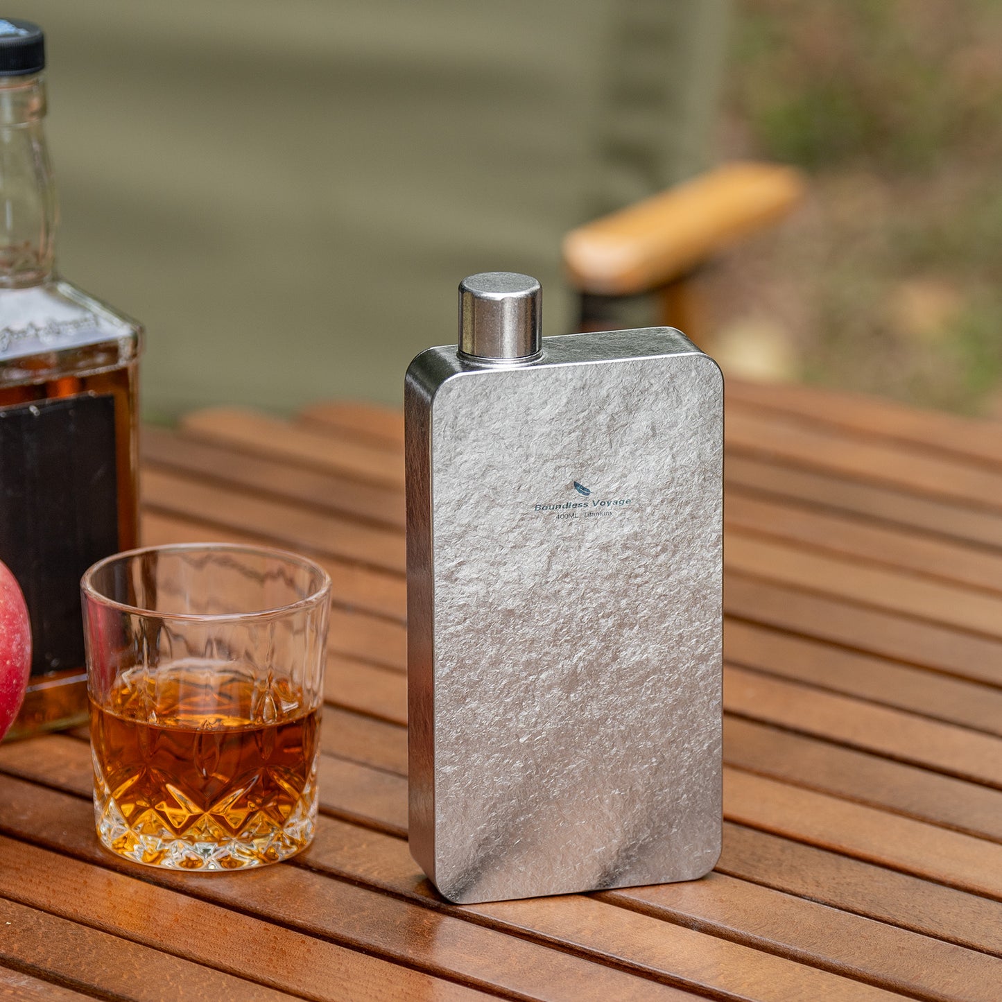 Boundless Voyage Titanium Flask 400ml, Camping & Travel Metal Liquor Bottle, Ultra-Light Square Design, Gift for Men & Outdoor Enthusiasts