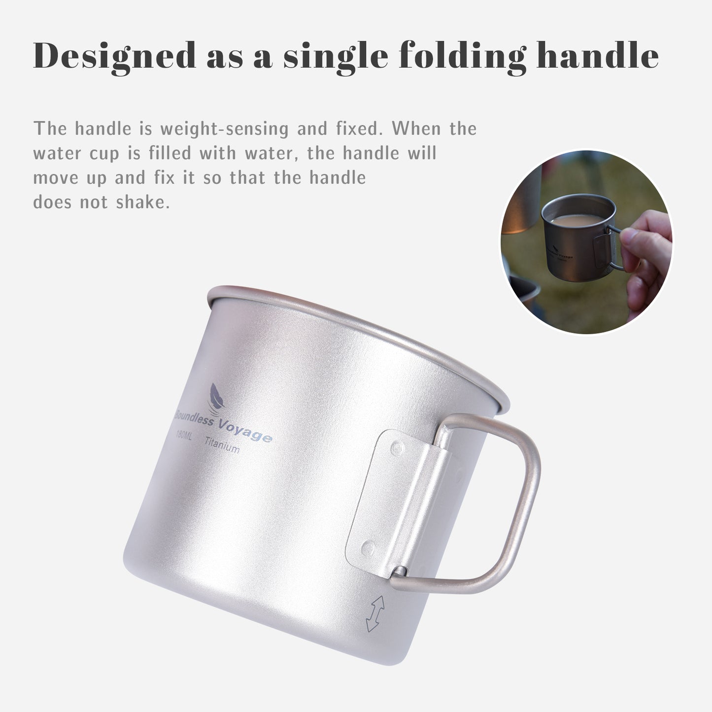 Boundless Voyage Ultralight Titanium Cup 120ml / 180ml, Lid-Free Portable Tea Wine Beer Coffee Mug for Outdoor Camping Travel Ti3053D