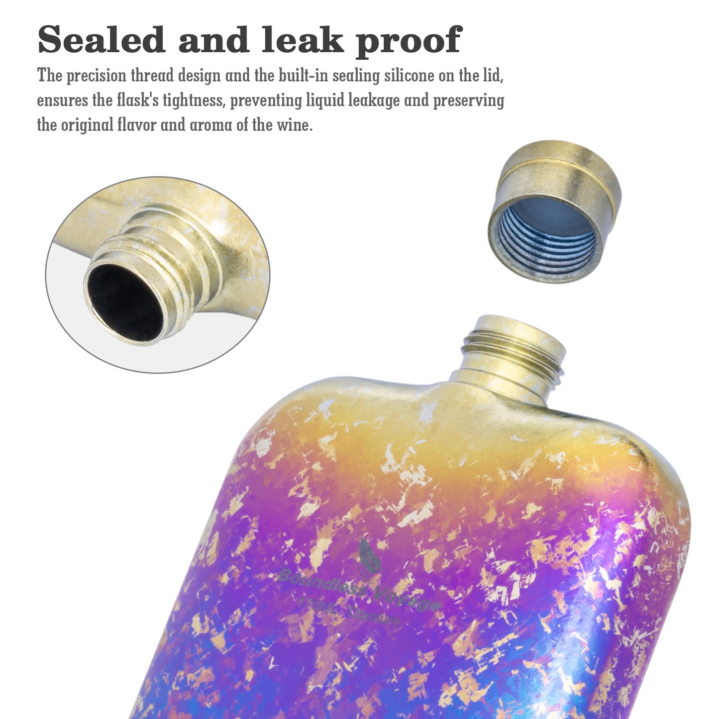 Boundless Voyage Titanium Hip Flask 170ml Small Liquor Flask Bottle for Whiskey Vodka Wine Portable Travel Outdoor Ultralight Pocket Drinkware for Men & Women Ti3263D