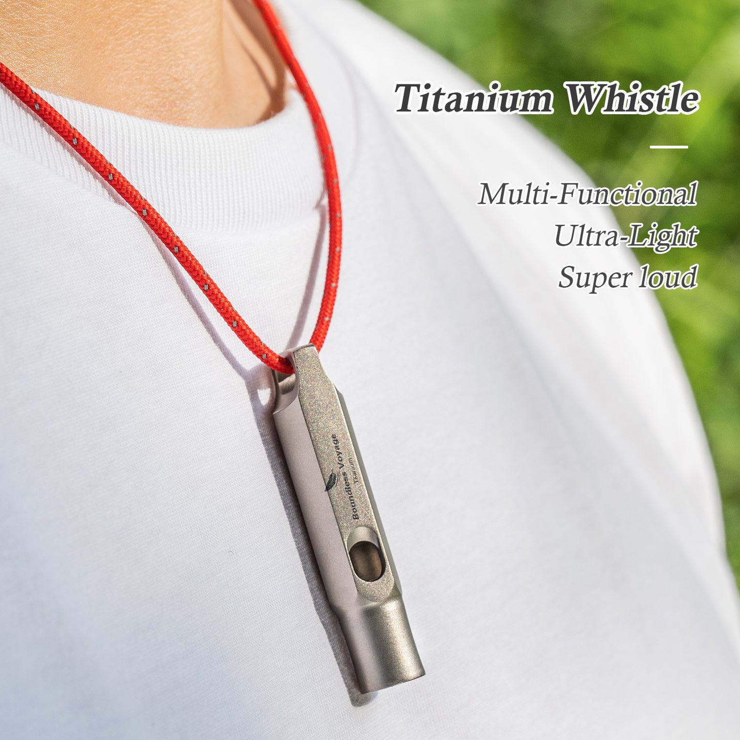 Boundless Voyage Titanium Whistle Emergency Survival Safety Whistles with Lanyard Loud for Outdoor Camping Hiking Coaches Training Sports Keychain Whistle  Ti9015O