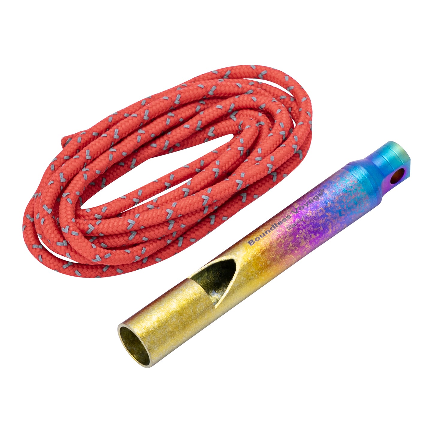 Boundless Voyage Titanium Emergency Survival Whistle, 120dB Super Loud Safety Signal Whistle with Lanyar, Portable EDC Gear for Camping Hiking Sports Coach Training Ti9010O