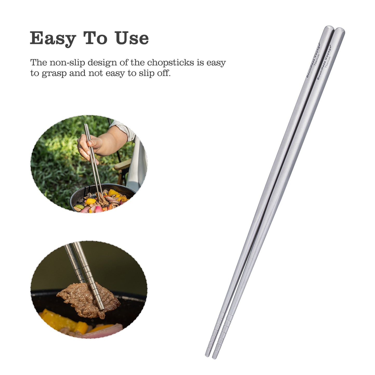 Boundless Voyage Titanium Spoon Fork Chopsticks Set, Ultralight Portable Outdoor Camping Cutlery for Soup Daily Meals Ti1068T-Ti1071T
