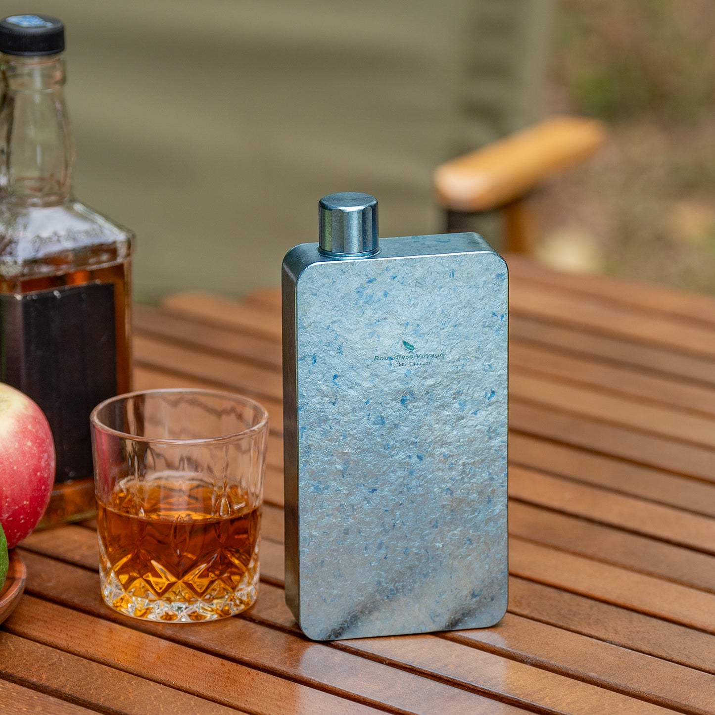 Boundless Voyage Titanium Flask 400ml, Camping & Travel Metal Liquor Bottle, Ultra-Light Square Design, Gift for Men & Outdoor Enthusiasts