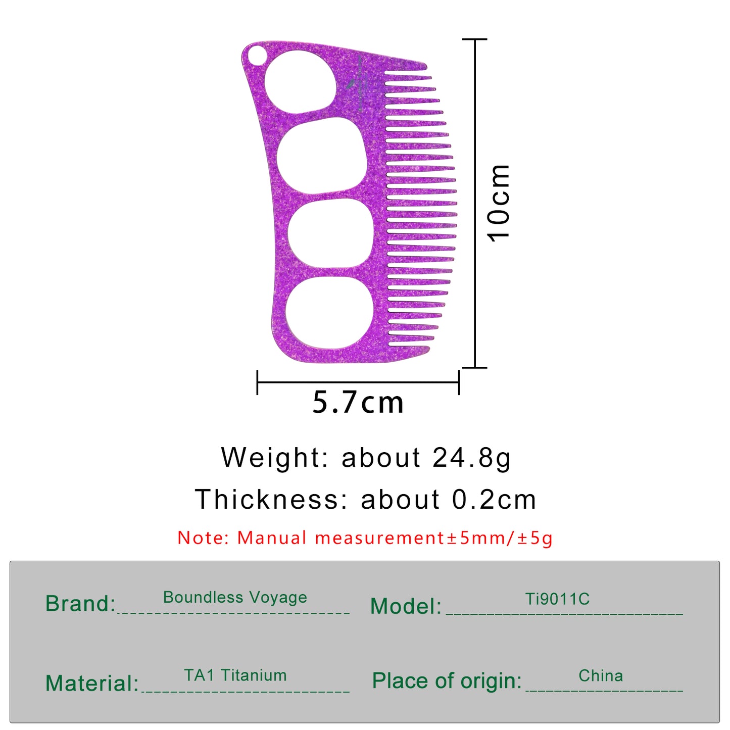 Boundless Voyage Titanium Crescent Comb, Unisex Hair & Beard Grooming Comb for Household Daily Use and Travel Carry