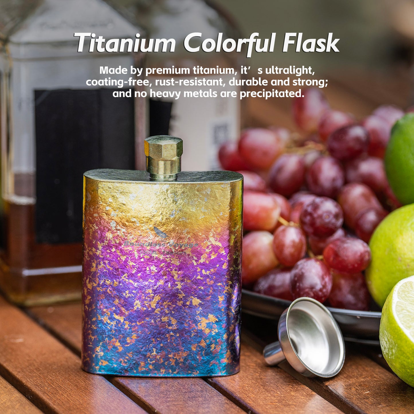 Boundless Voyage Titanium Colorful Flask 100ml Ultralight Mini Ti Flagon for Outdoor Travel Water Juice Whiskey Wine Pot Bottle 100ml Ti3262D