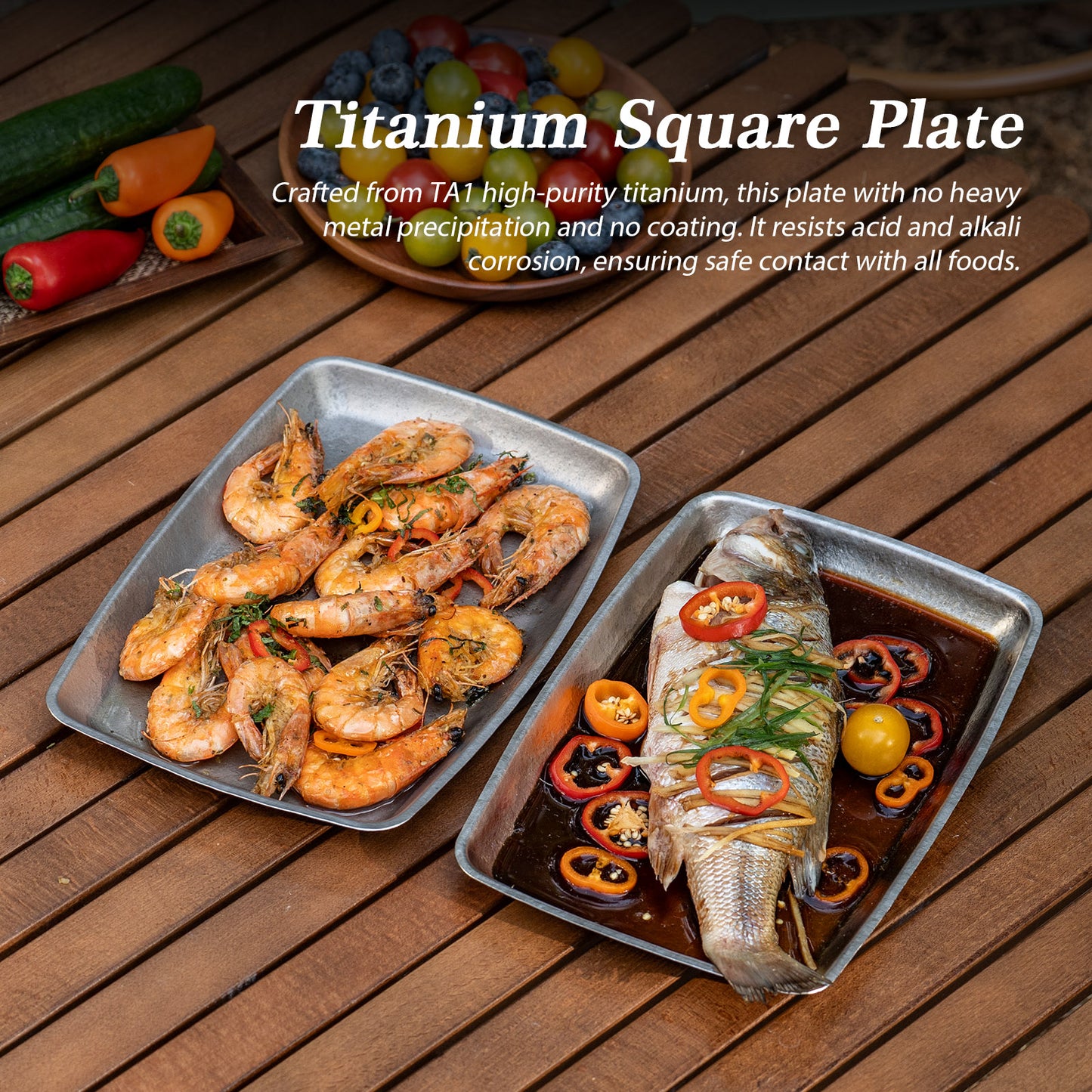 Boundless Voyage Pure Titanium Square Plate | Lightweight Heat-Resistant Portable Camping Tray, Dishwasher Safe Tableware for Home, Picnic & BBQ Ti1149T