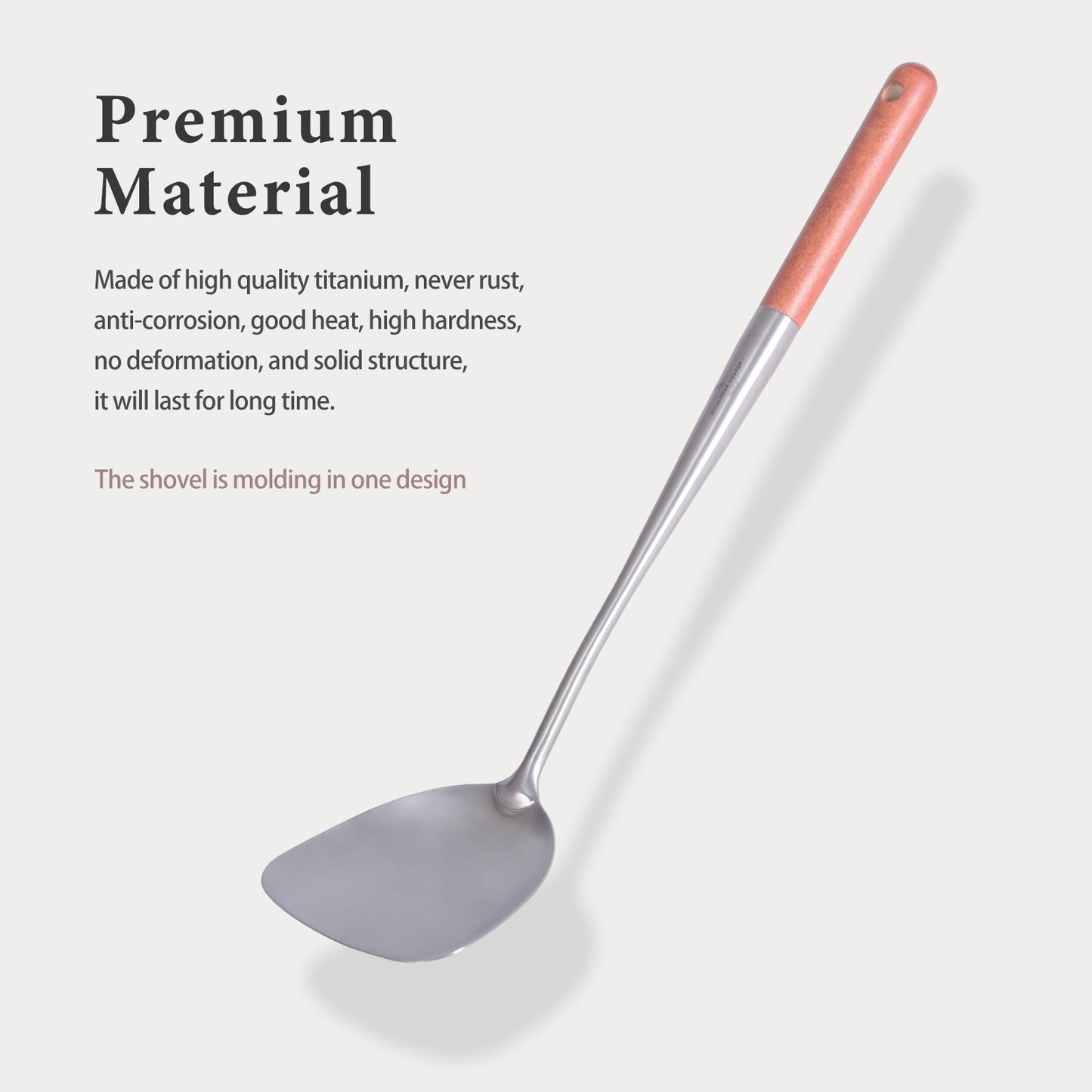 Boundless Voyage Pure Titanium Wok Spatula, Lightweight Cooking Turner with Wooden Handle, Durable Kitchen Utensil for Home & Outdoor Cooking Ti5003P