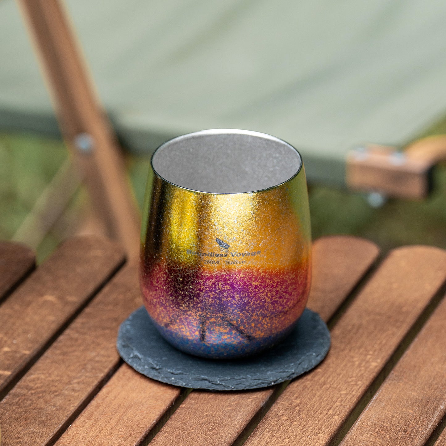 Boundless Voyage 260ML Titanium Double-Walled Egg Shaped Cup, Ice Crystal High-Temp Crystalline Texture Insulated Tea Coffee Mug, Ultralight Portable Drinkware for Camping, Travel & Daily Home Use Ti3084D