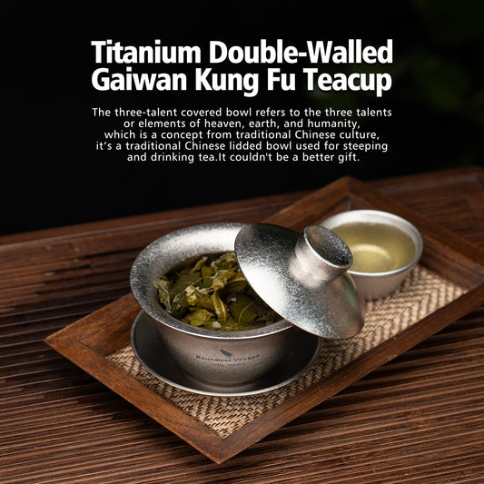 Boundless Voyage 130ml Crystalline Titanium Gaiwan, Three-Talent Kung Fu Tea Bowl, Anti-Scald Tea Set Ti3144D