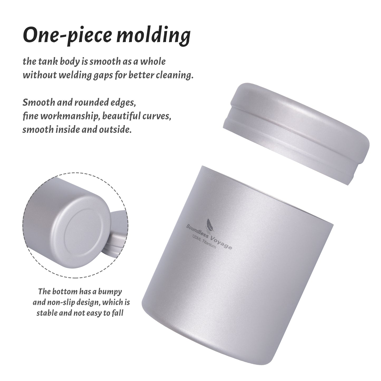 Boundless Voyage Titanium Tea Caddy Canister, Ultralight Portable Food Storage Container, Multi-Purpose Jar for Loose Tea, Coffee Beans, Spices, Nuts & Sugar, for Kitchen, Camping, Travel & Daily Use Ti3208D-Ti3210D