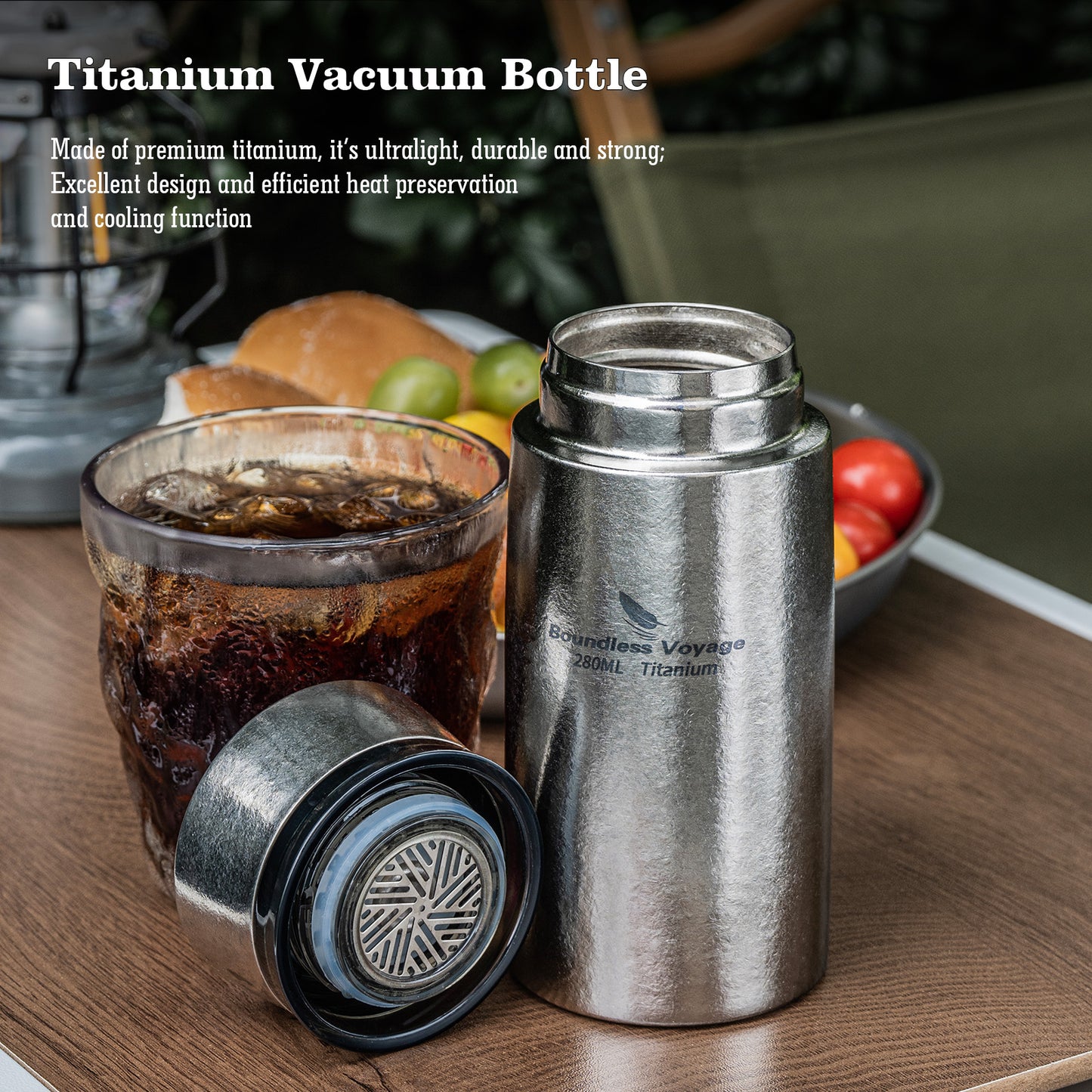 Boundless Voyage 280ml Mini Titanium Vacuum Insulated Bottle , Portable Travel Coffee Water Cup for Girls &amp; Daily Outdoor Ti3014D