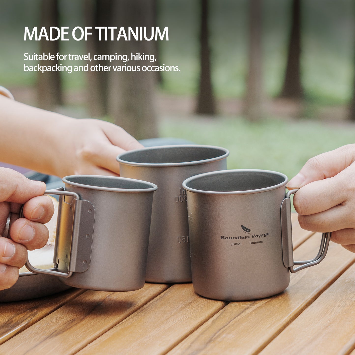 Boundless Voyage 200ml Single Wall Titanium Cup with Lid | Ultralight Portable Camping Mug for Tea Coffee EDC Hiking Ti3033D