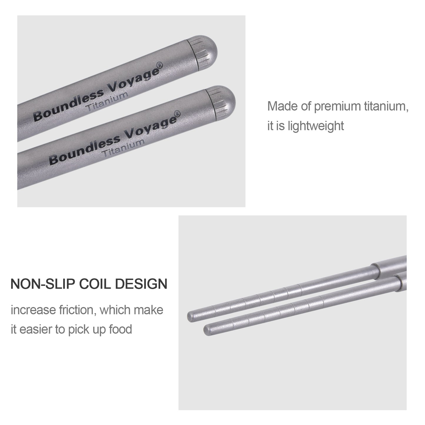Boundless Voyage Foldable Telescopic Titanium Chopsticks Outdoor Camping Travel Picnic Folding Tableware Cutlery Titanium Camping Utensils Ti1004T