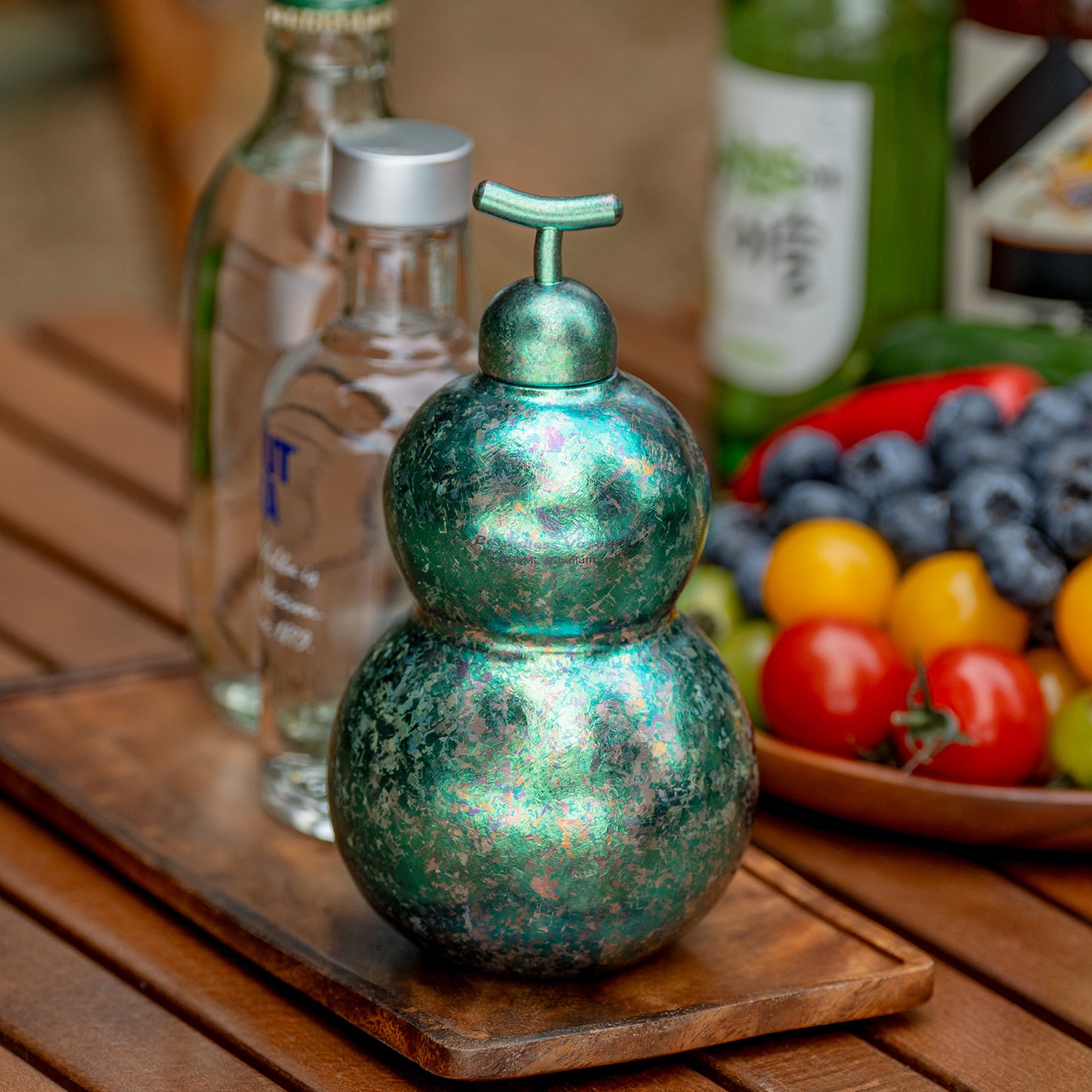 Boundless Voyage Titanium Crystallized Gourd Bottle 500ml Whiskey Alcohol Drink ware for Outdoor Camping Hiking Ti3270D