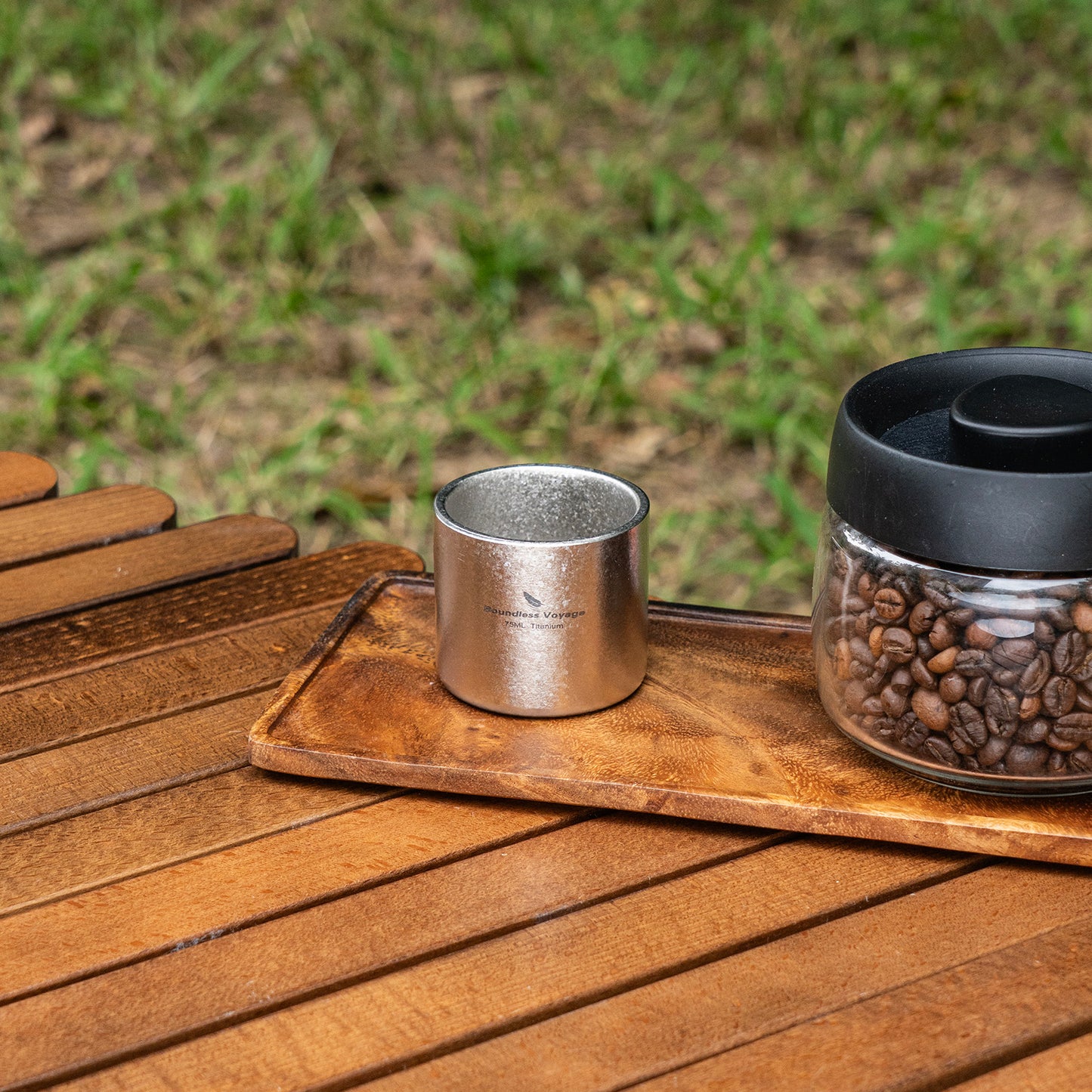 Boundless Voyage 75ml Titanium Double-Wall Mug with Storage Bag, Ultralight Anti-Scald Cup for Camping Hiking Travel Ti3045D