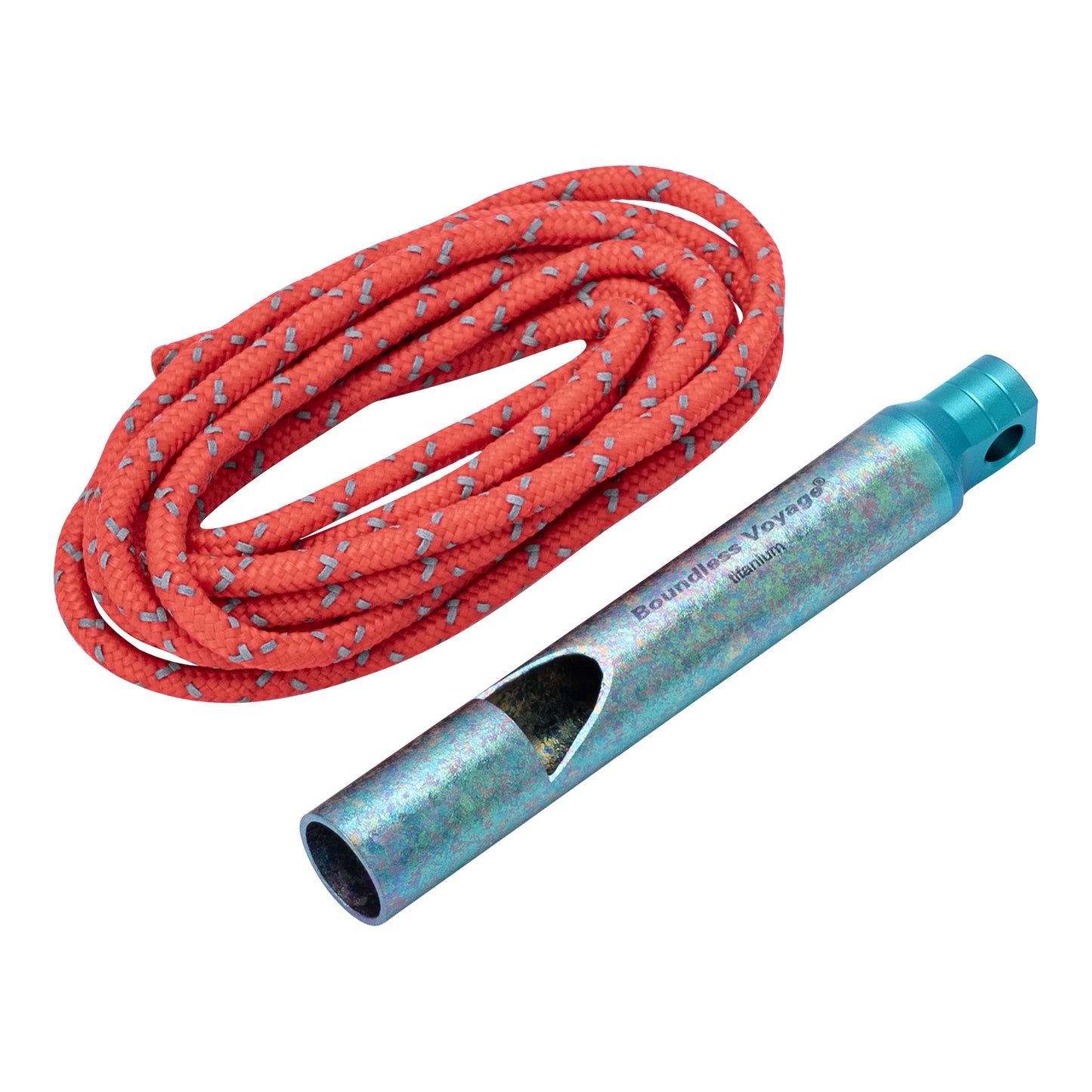 Boundless Voyage Titanium Emergency Survival Whistle, 120dB Super Loud Safety Signal Whistle with Lanyar, Portable EDC Gear for Camping Hiking Sports Coach Training Ti9010O