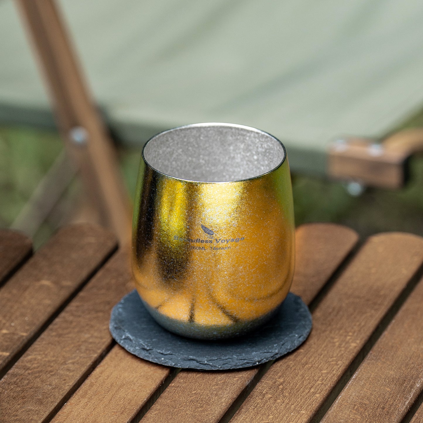 Boundless Voyage 260ML Titanium Double-Walled Egg Shaped Cup, Ice Crystal High-Temp Crystalline Texture Insulated Tea Coffee Mug, Ultralight Portable Drinkware for Camping, Travel & Daily Home Use Ti3084D
