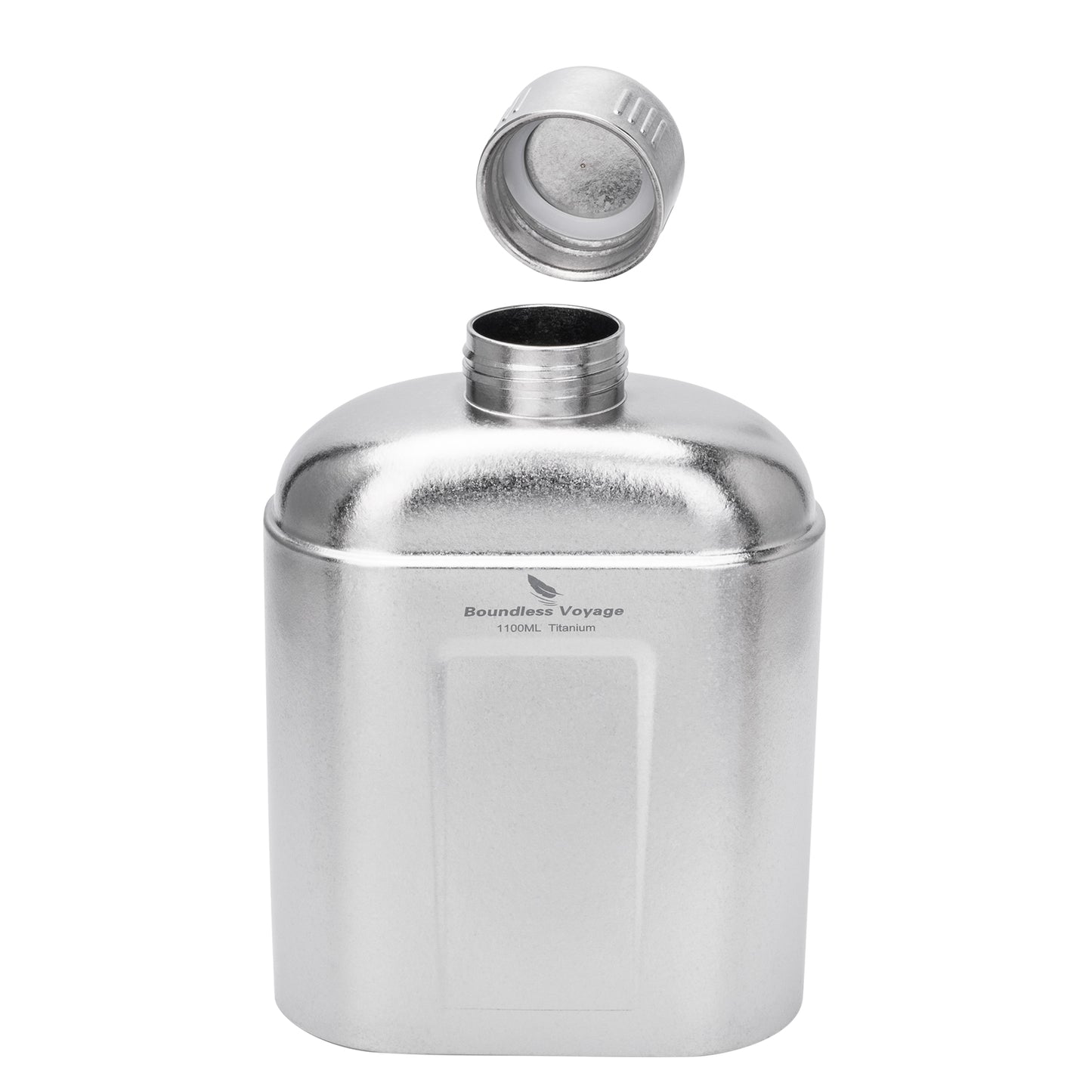 Boundless Voyage 1100ml TA1 Pure Titanium Canteen Bottle | Single Layer Open Flame Heatable Water Flask, Leakproof Double Wall Lid Military Outdoor Bottle with Crossbody Sleeve Ti3012D