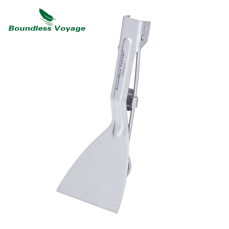 Boundless Voyage Titanium Folding Spatula Frying Shovel with Folding Handle Food Turner for Camp Kitchen Outdoor Cooking