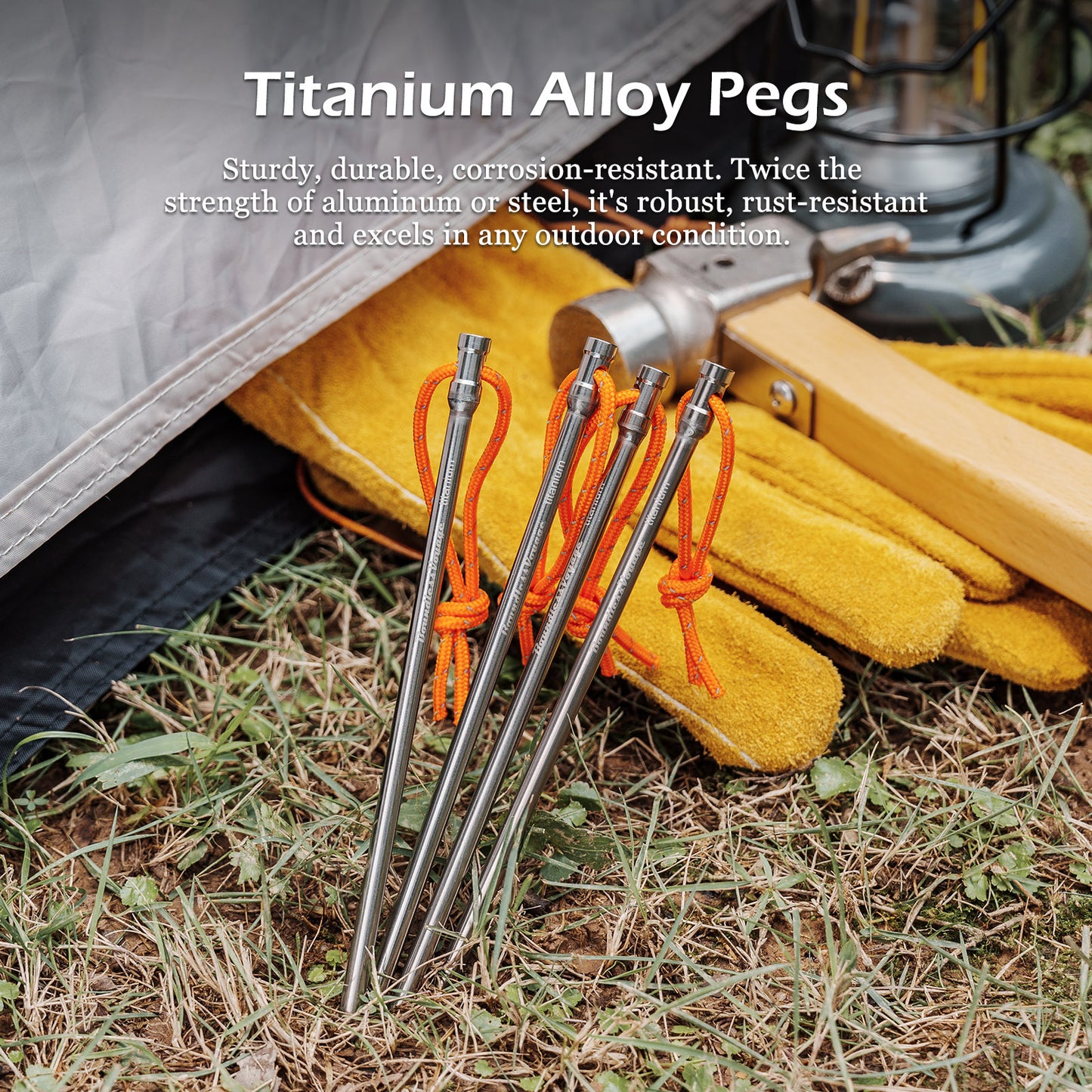 Boundless Voyage 16.5cm Titanium Alloy Tent Stakes | Ultralight Heavy Duty Ground Pegs, Portable Outdoor Camping Accessories, 4Pcs/8Pcs/12Pcs Optional Packs Ti4005P
