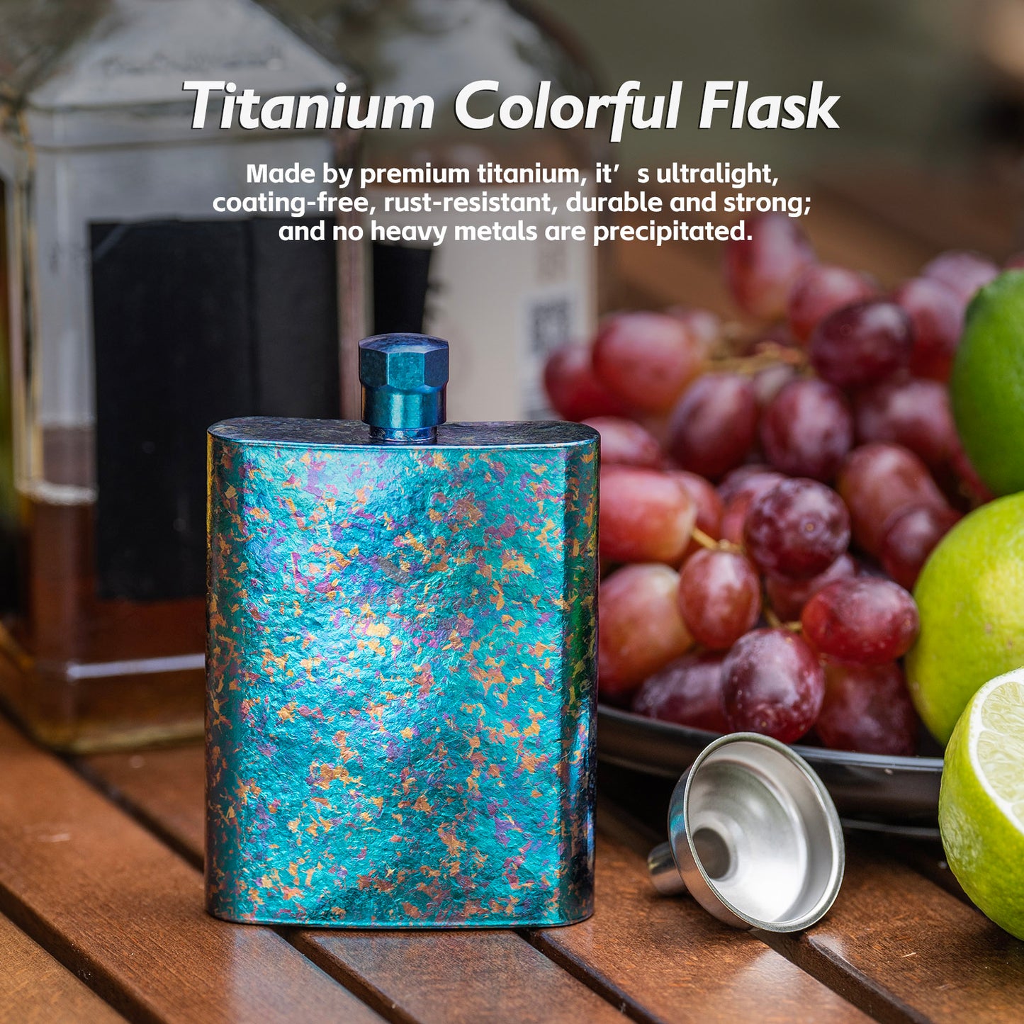 Boundless Voyage Titanium Colorful Flask 100ml Ultralight Mini Ti Flagon for Outdoor Travel Water Juice Whiskey Wine Pot Bottle 100ml Ti3262D
