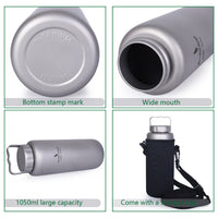 Boundless Voyage Titanium Water Bottle 1050ml/35.5 oz with Handle Outdoor Leak-Proof Wide Mouth Sport Drinking Bottle Camping Tea Coffee Canteen Kettle for Hiking Climbing Running Ti3006D