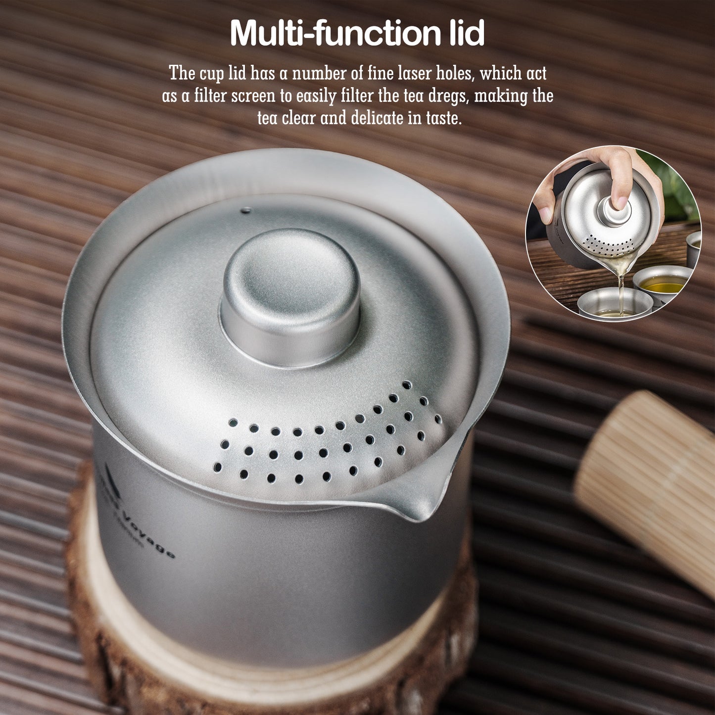 Boundless Voyage Titanium Double-Layer Tea Maker, Ultralight Portable Camping Teapot for Outdoor Tea Brewing  Ti3145D