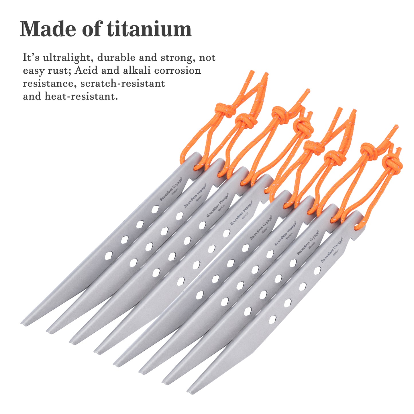 Boundless Voyage 16.5cm V-Shape Pure Titanium Tent Stakes | Ultralight Heavy Duty Ground Pegs, Outdoor Camping Accessories, 6Pcs & 8Pcs Optional Packs Ti4007P