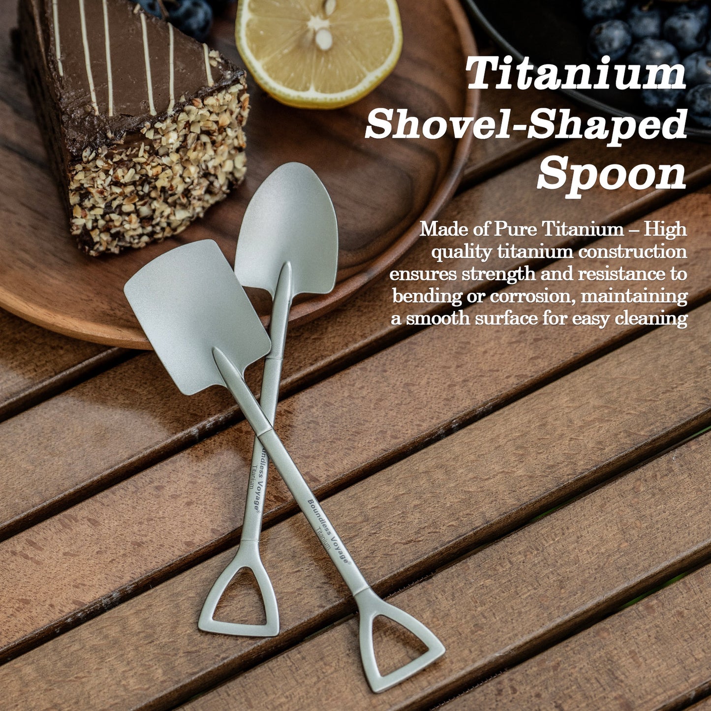 Boundless Voyage Mini Shovel-Shaped Titanium Spoon, Lightweight Durable Cute Dessert Ice Cream Fruit Spoon for Camping Home Tableware  Ti1131T