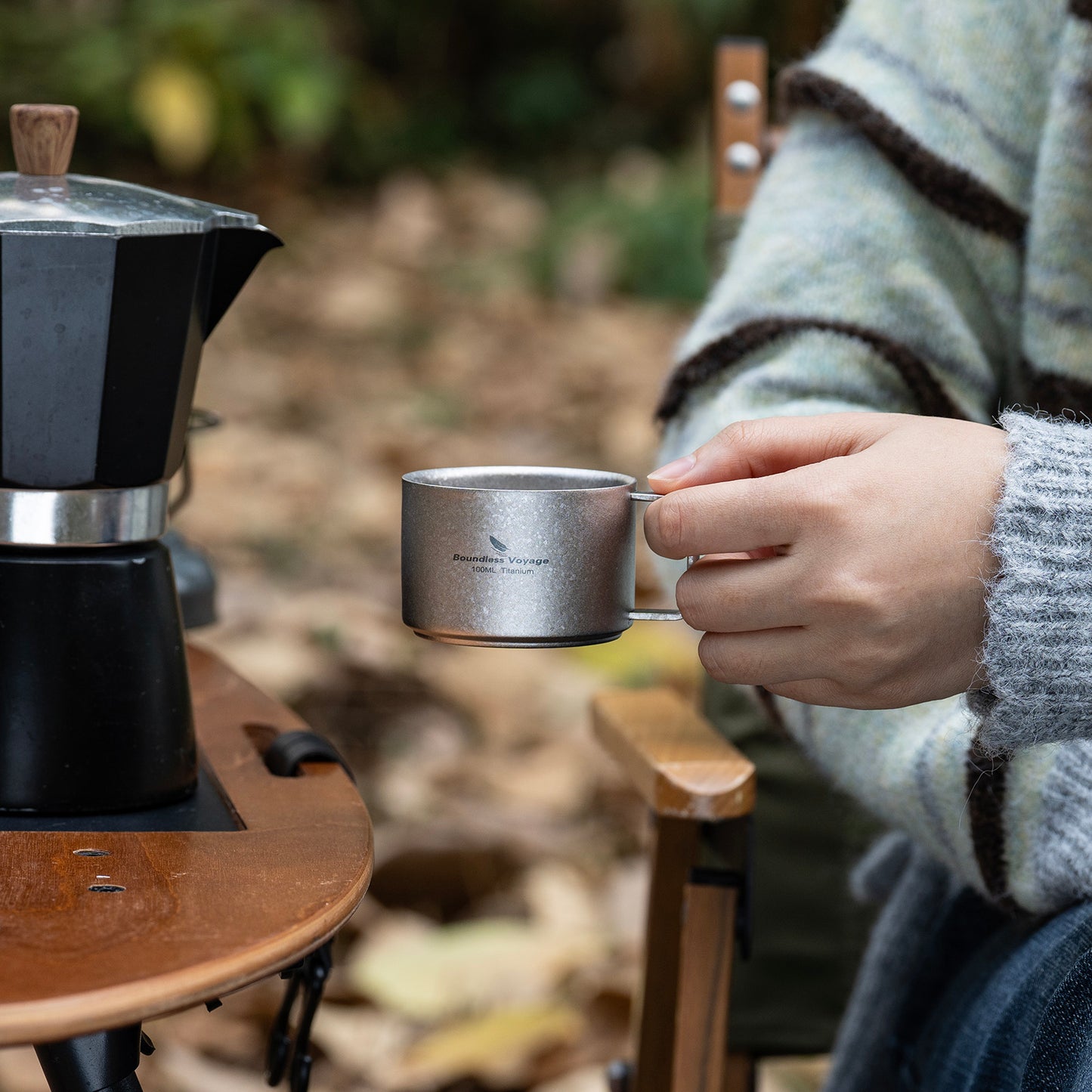 Boundless Voyage 100ml Double Wall Pure Titanium Mini Coffee Mug | Ultralight Portable Cup for Camping, Hiking & Picnic Ti3085D