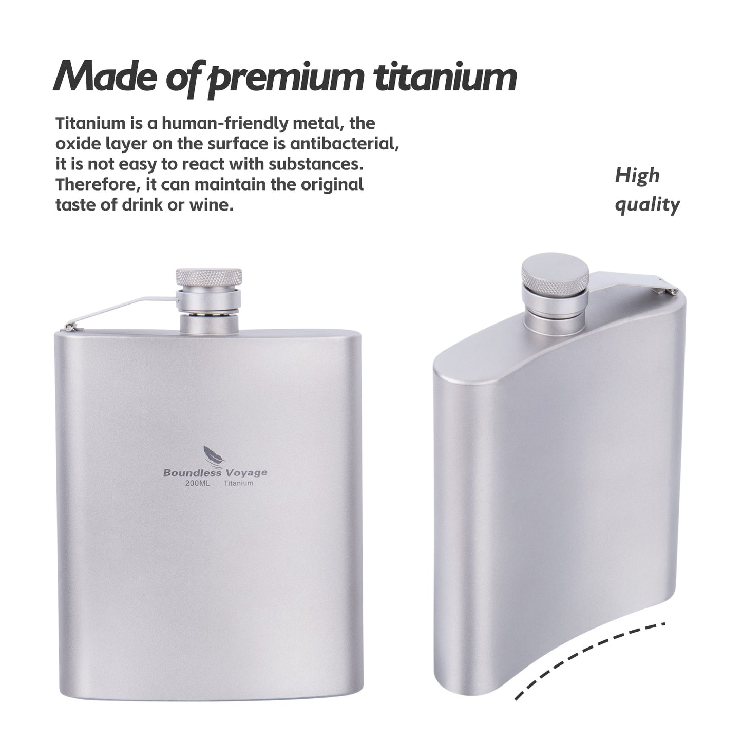 Boundless Voyage Titanium Ultralight Hip Flask 200ml Portable Wine Bottle with Funnel Camping Picnic Pocket Whiskey Alcohol Drinkware Accessories Ti3061D-Ti3062D