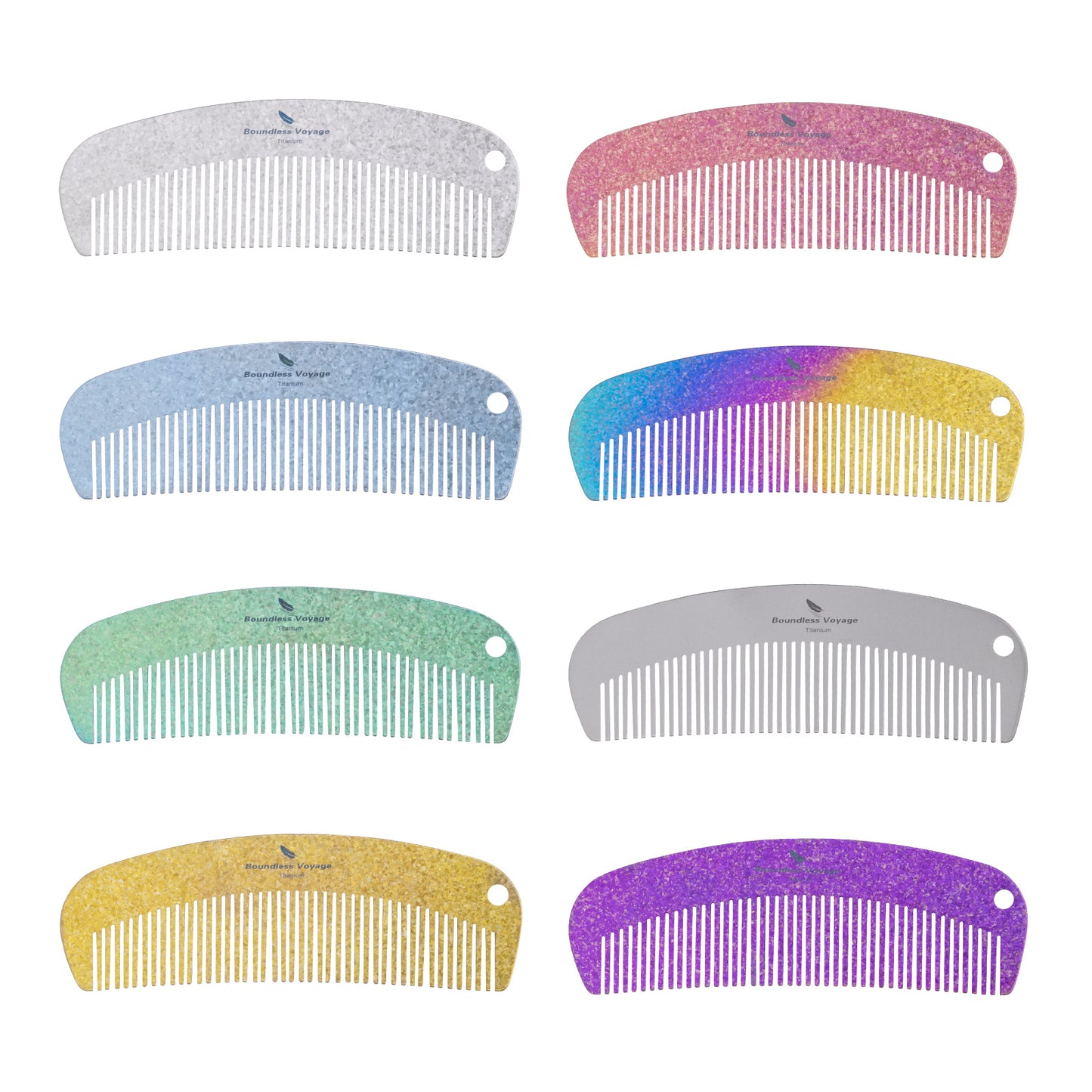 Boundless Voyage Titanium Crescent Comb, Unisex Hair & Beard Styling Comb for Daily Home Use and Travel Carry Ti9011B