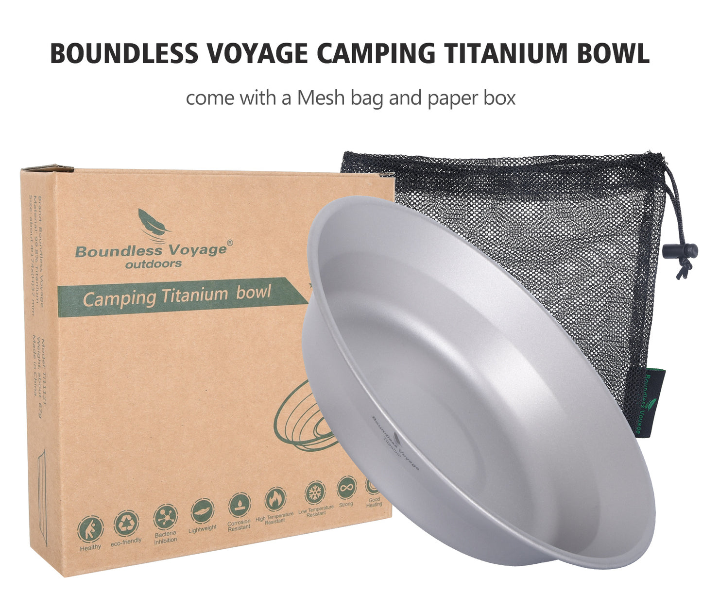 Boundless Voyage Ultralight Titanium Camping Dish Plate with Carry Bag, Portable Durable Outdoor Tableware for Camping, Hiking, Backpacking & Picnic Ti1112T