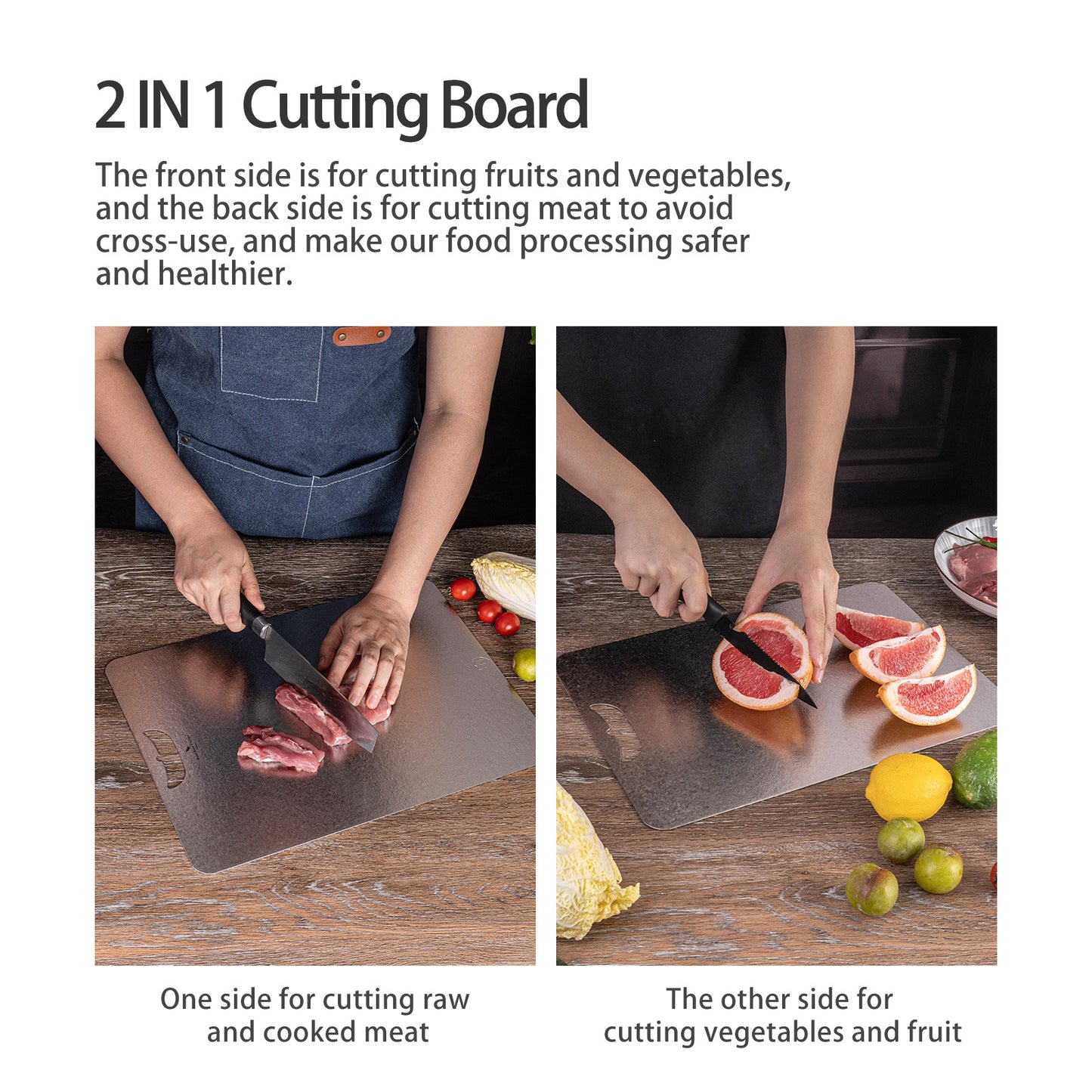 Boundless Voyage Titanium Cutting Board 1.5mm Crystalline, Dual-Side Hanging Hole for Kitchen Camping Ti5006P-Ti5008P