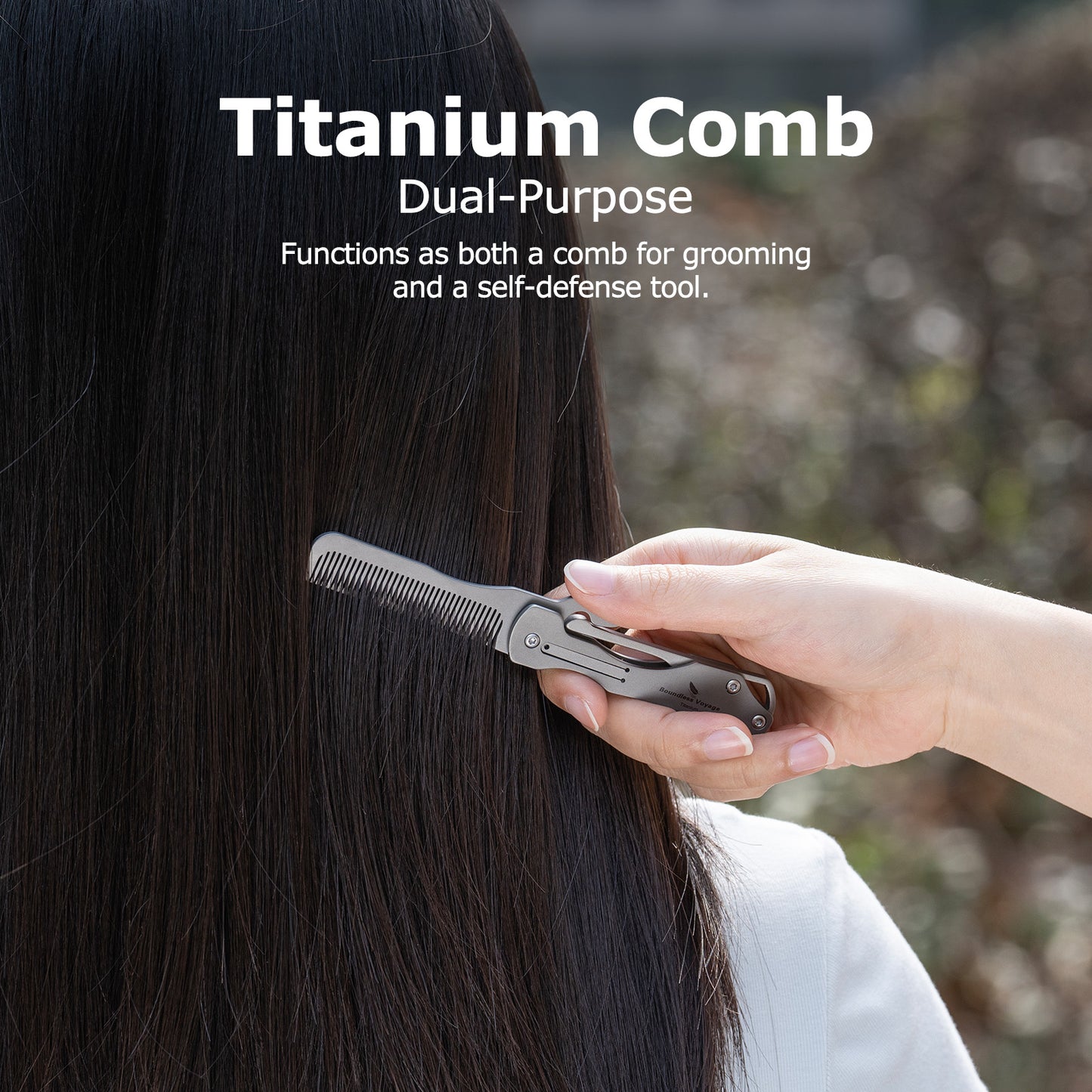 Boundless Voyage Titanium Hair Styling & Beard & Mustache Folding Pocket Comb, Portable EDC Accessories for Men and Women Ti9011O