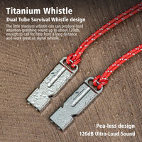 Boundless Voyage Titanium Dual Tube Survival Whistle, High Decibel Emergency Whistle, Lightweight & Durable Outdoor Safety Whistle for Camping Hiking Backpacking Ti9029O