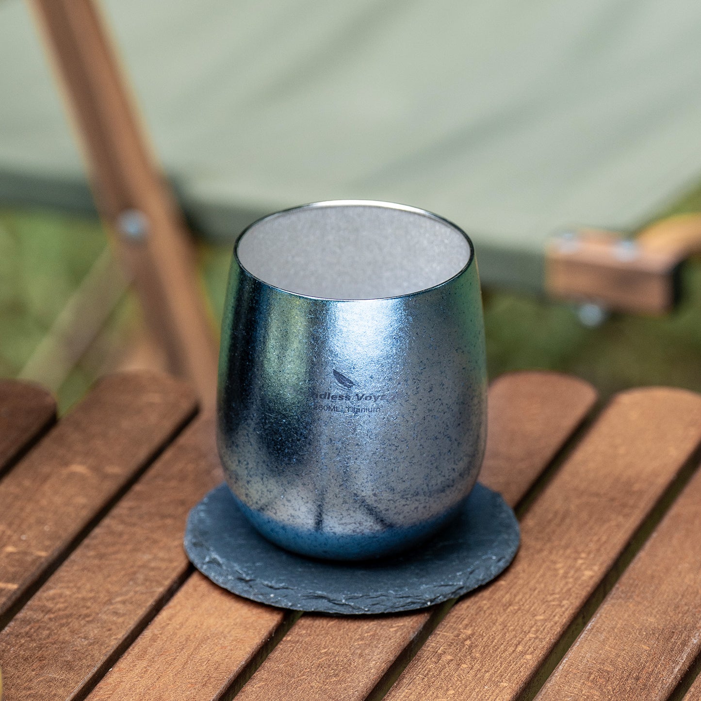 Boundless Voyage 260ML Titanium Double-Walled Egg Shaped Cup, Ice Crystal High-Temp Crystalline Texture Insulated Tea Coffee Mug, Ultralight Portable Drinkware for Camping, Travel & Daily Home Use Ti3084D