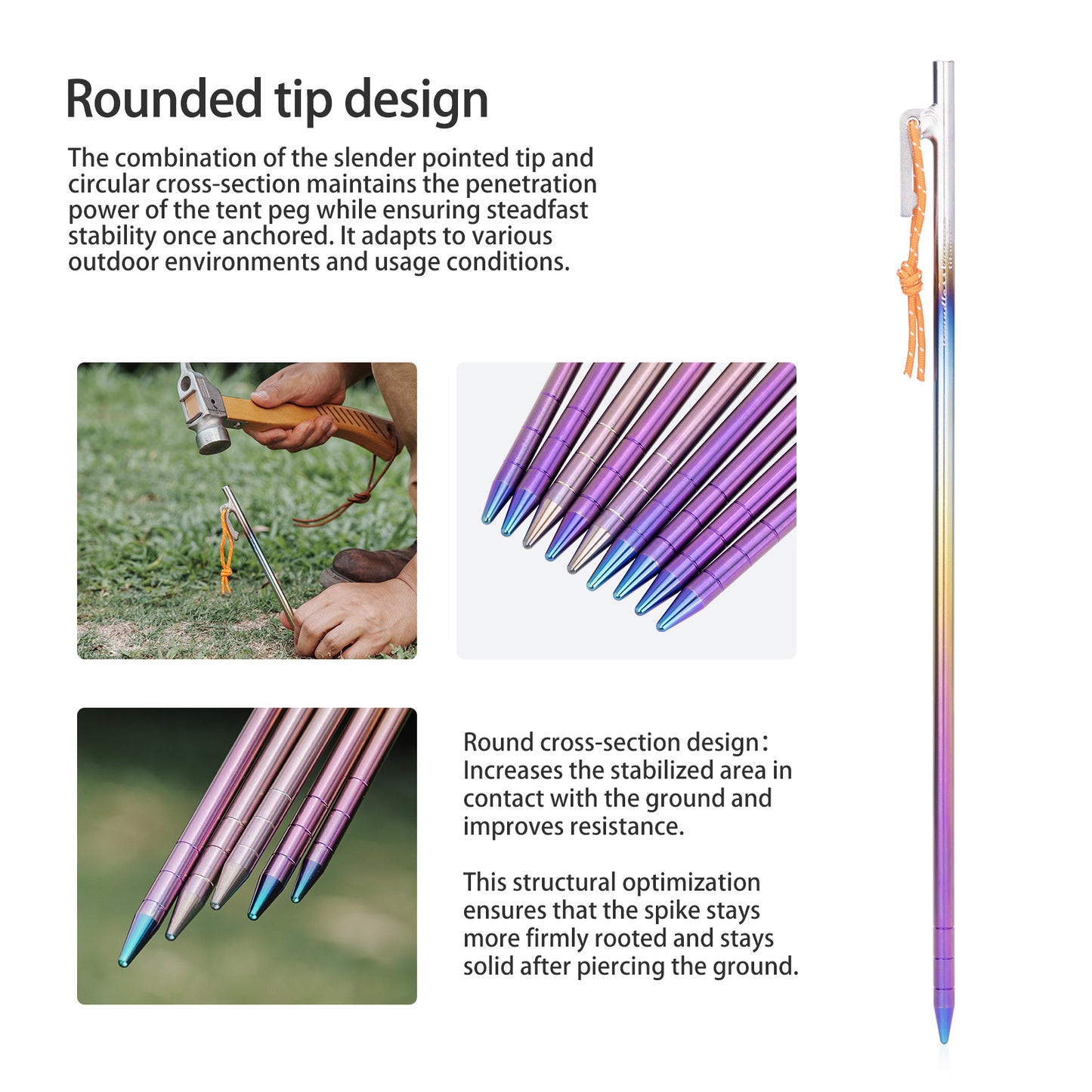 Boundless Voyage Pure Titanium Alloy Tent Stakes 6Pcs | Multi-Size Portable Tent Peg Nails, 20cm/24cm/30cm/35cm/40cm Heavy Duty Outdoor Accessories for Camping, Picnic, Hiking & Backpacking Ti4013P
